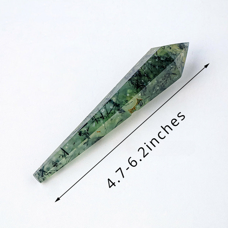 Natural crystal prehnite single-pointed hexagonal prism