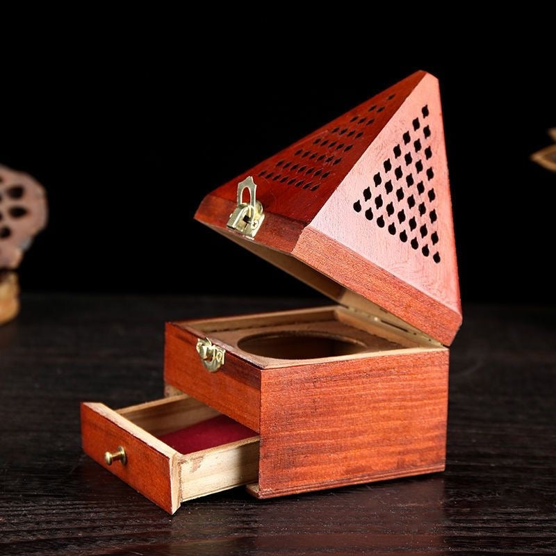 Wooden Incense Burner Holder, Pyramid Incense Cone Storage