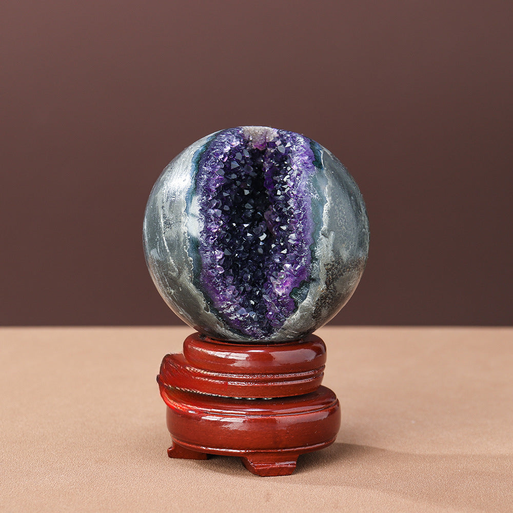 Natural amethyst geode crystal ball/sphere