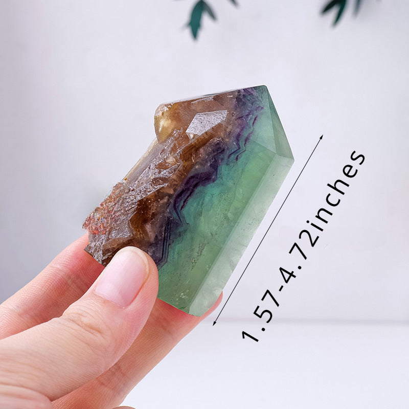 Green fluorite single-pointed crystal tower column