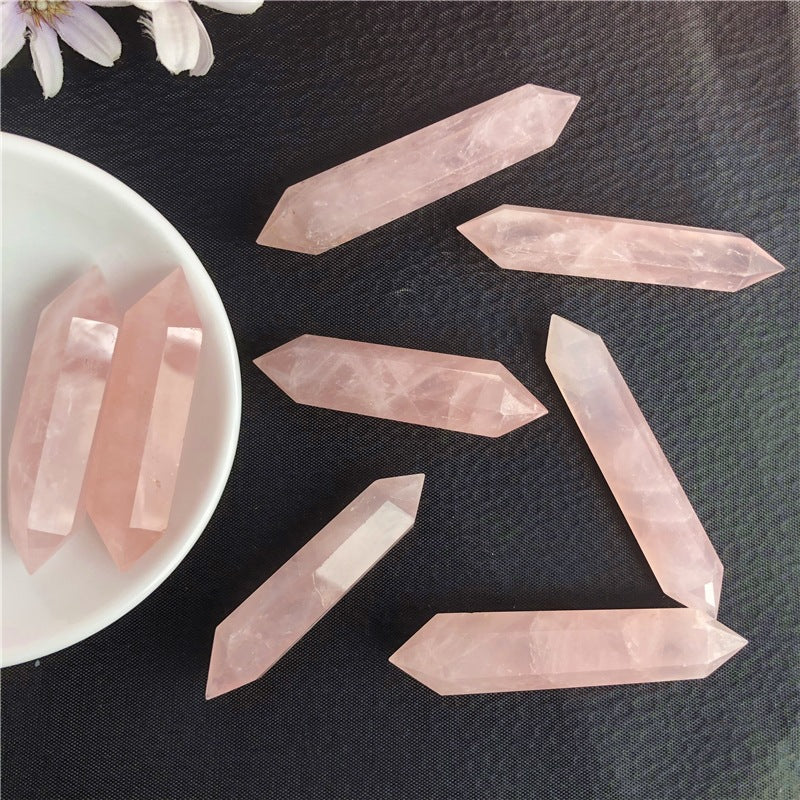 Natural  Rose Quartz Double Point Tower