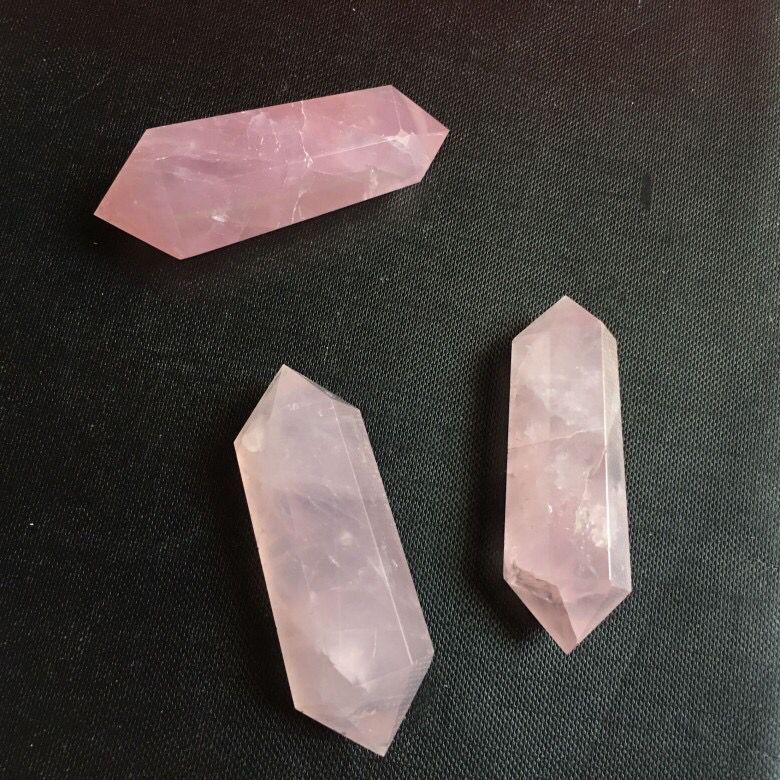 Natural  Rose Quartz Double Point Tower