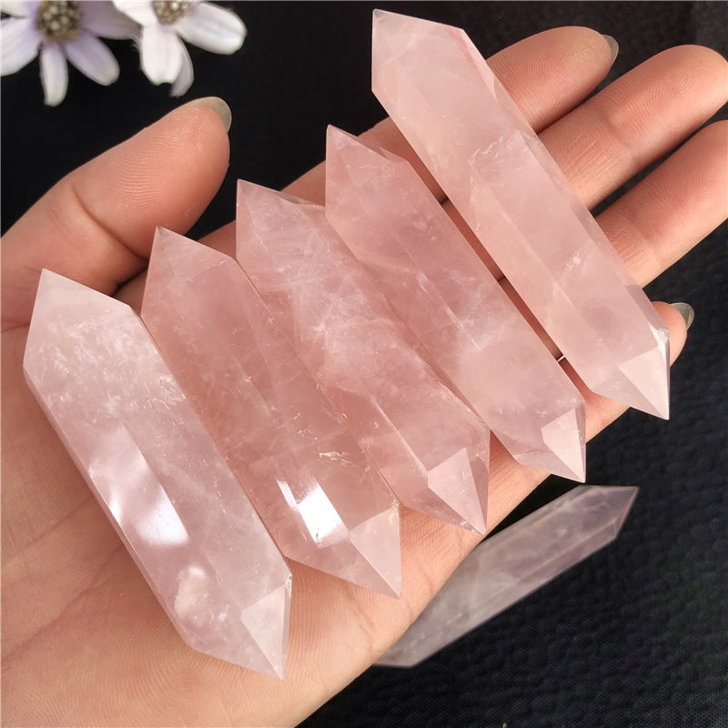 Natural  Rose Quartz Double Point Tower