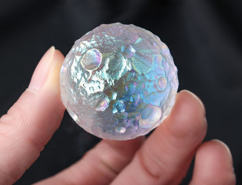 Aura clear quartz crystal electroplated meteorite