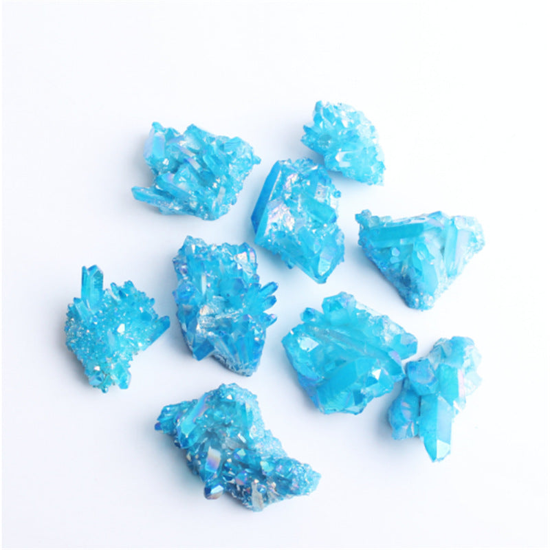 Electroplated Natural Clear Quartz Cluster Plating Color