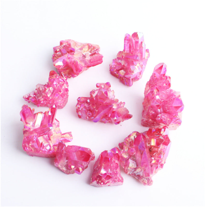 Electroplated Natural Clear Quartz Cluster Plating Color