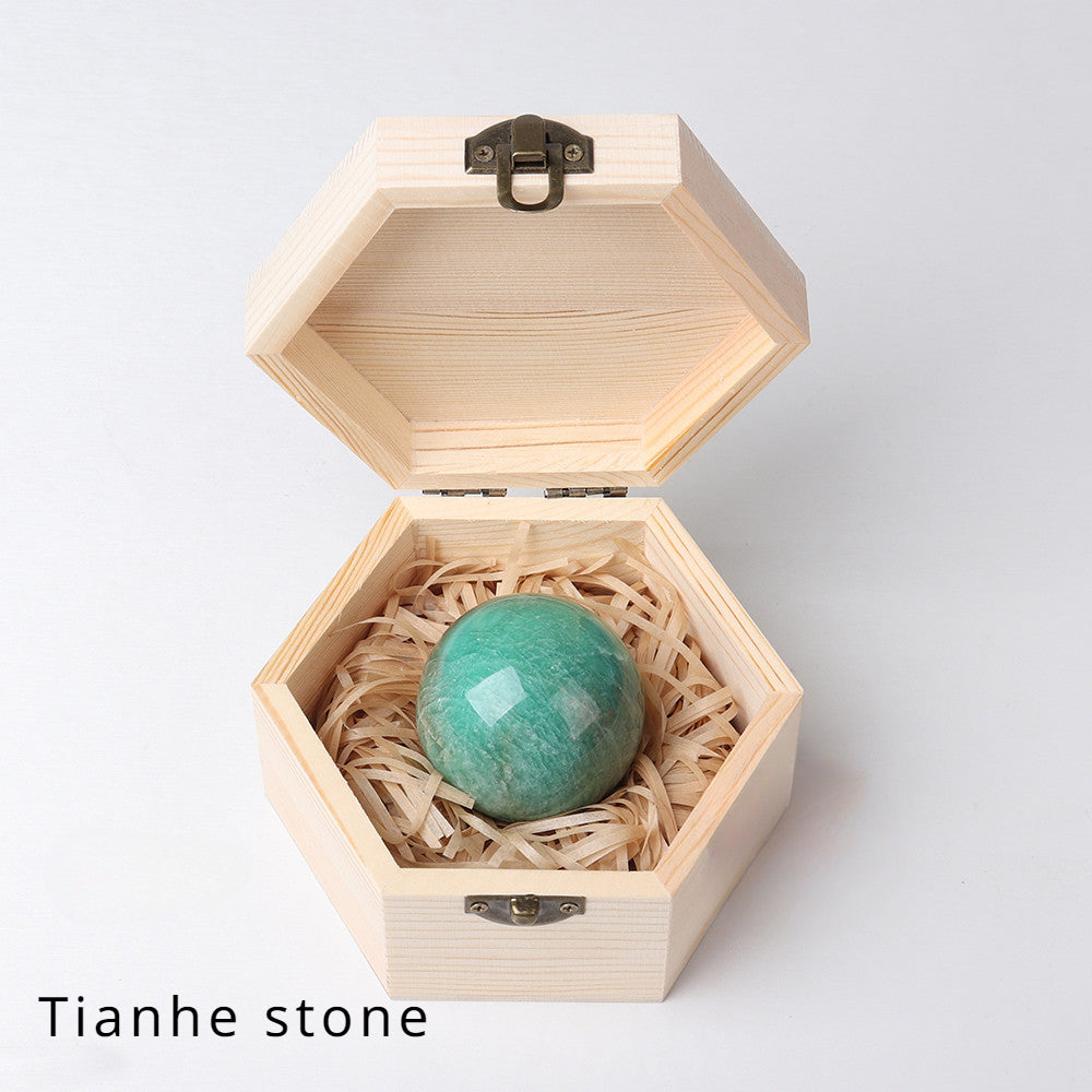 Crystal  polished crystal ball wooden box gift box