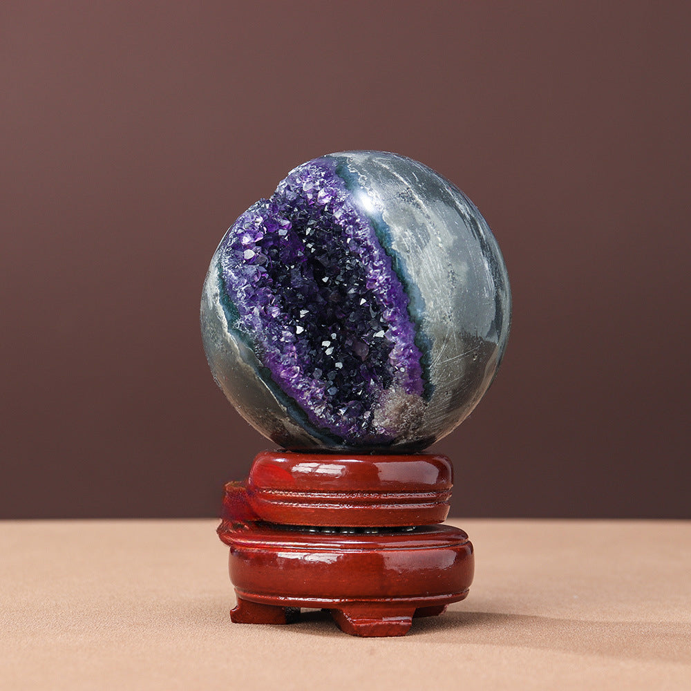 Natural amethyst geode crystal ball/sphere