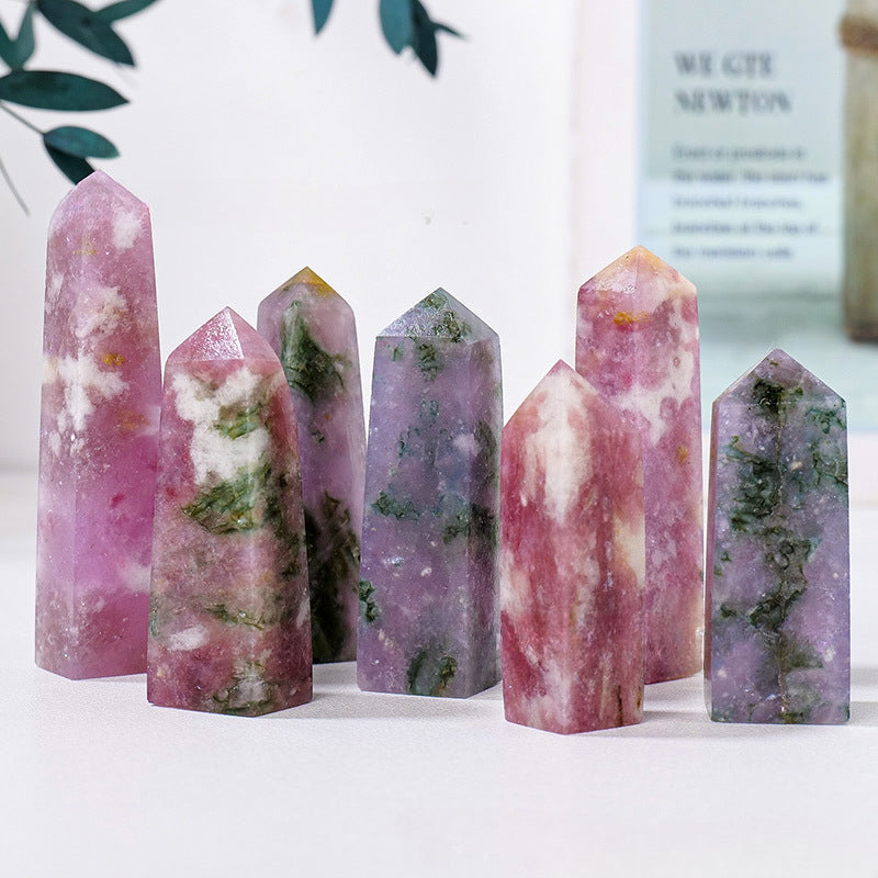 Pink green tourmaline four sided pillar