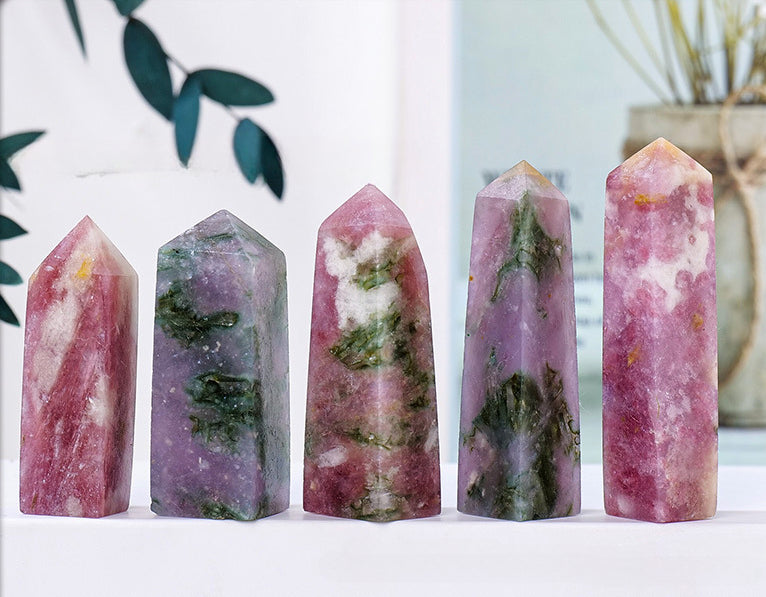 Pink green tourmaline four sided pillar