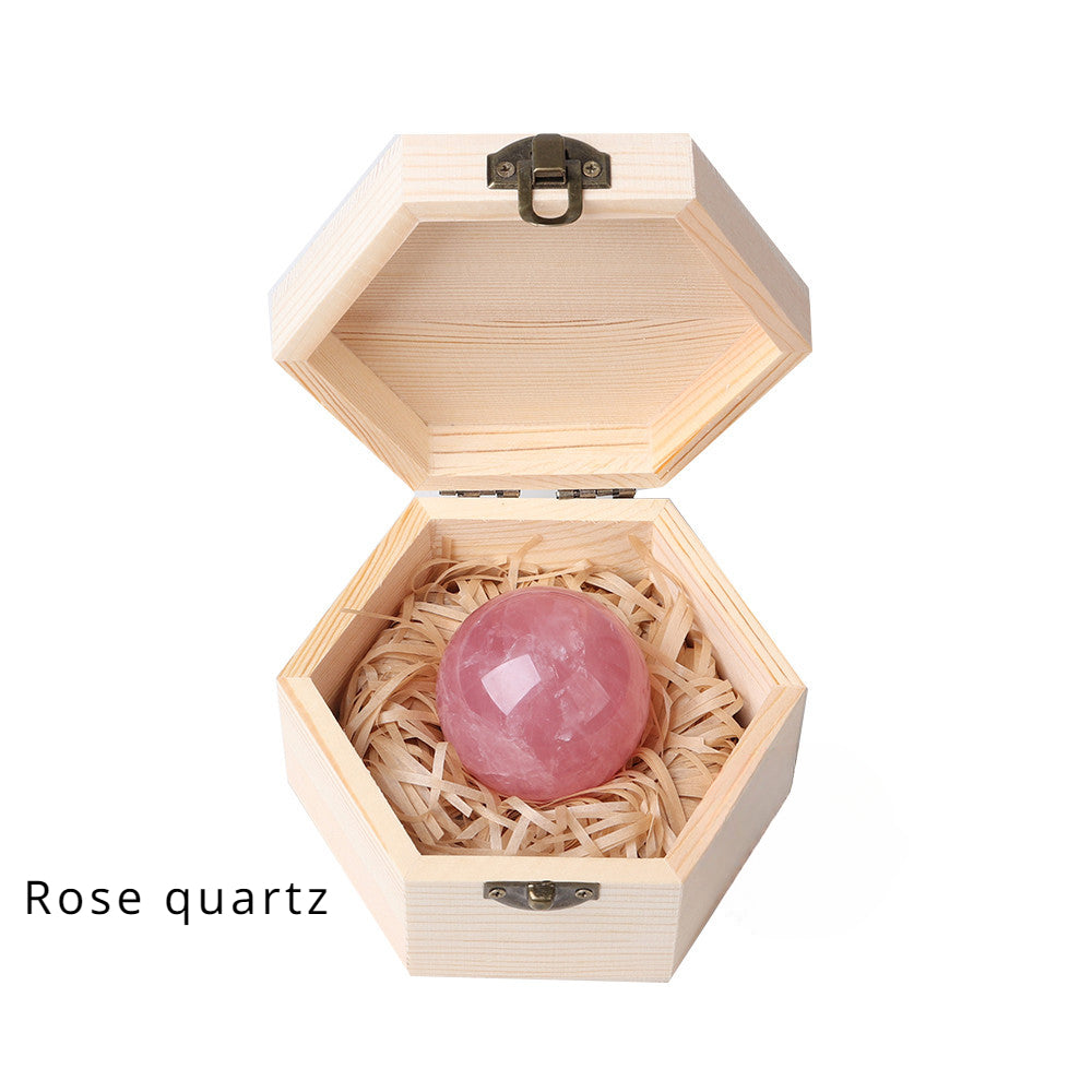 Crystal  polished crystal ball wooden box gift box