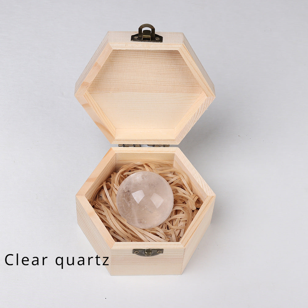 Crystal  polished crystal ball wooden box gift box