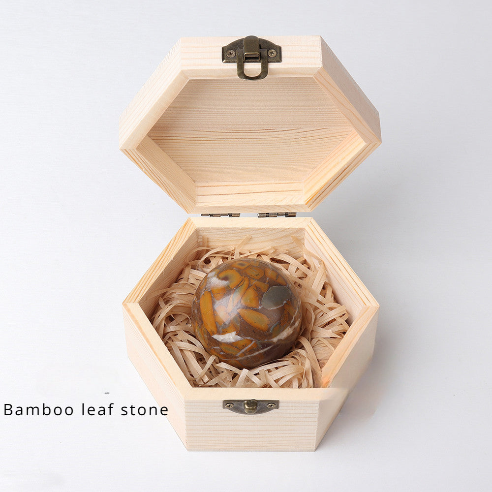 Crystal  polished crystal ball wooden box gift box