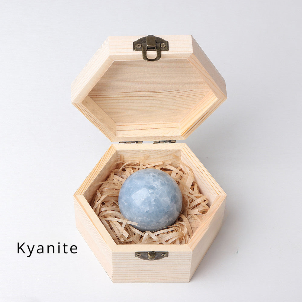 Crystal  polished crystal ball wooden box gift box