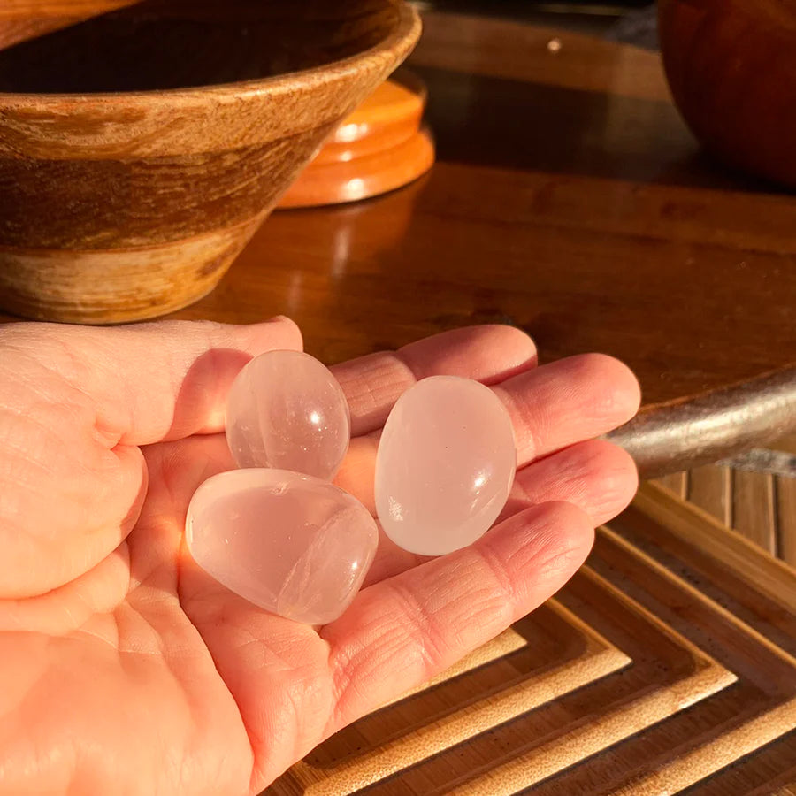 Ice Rose Quartz Tumbled Ellipse