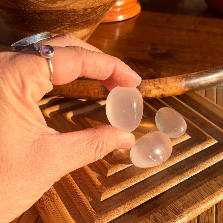 Ice Rose Quartz Tumbled Ellipse