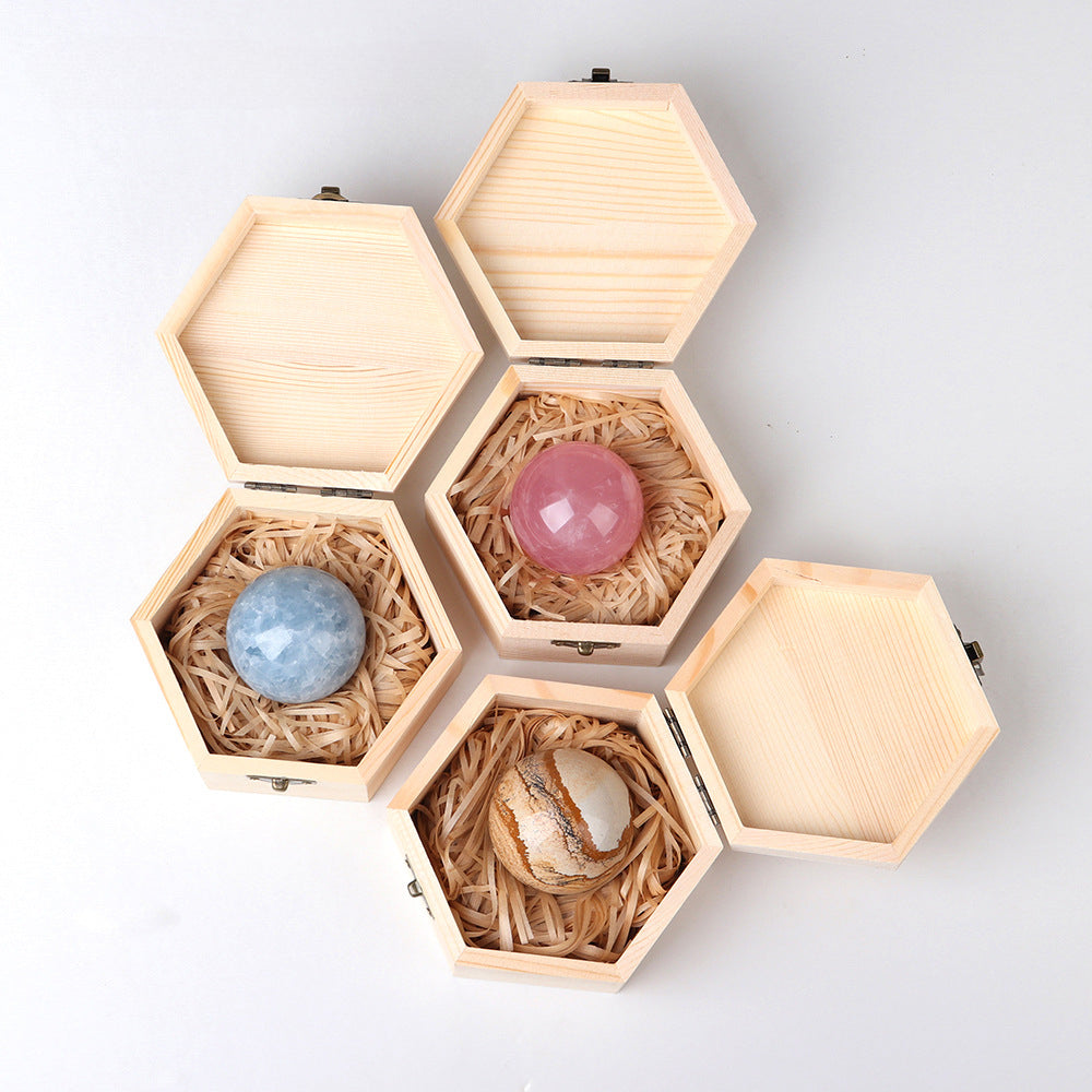 Crystal  polished crystal ball wooden box gift box