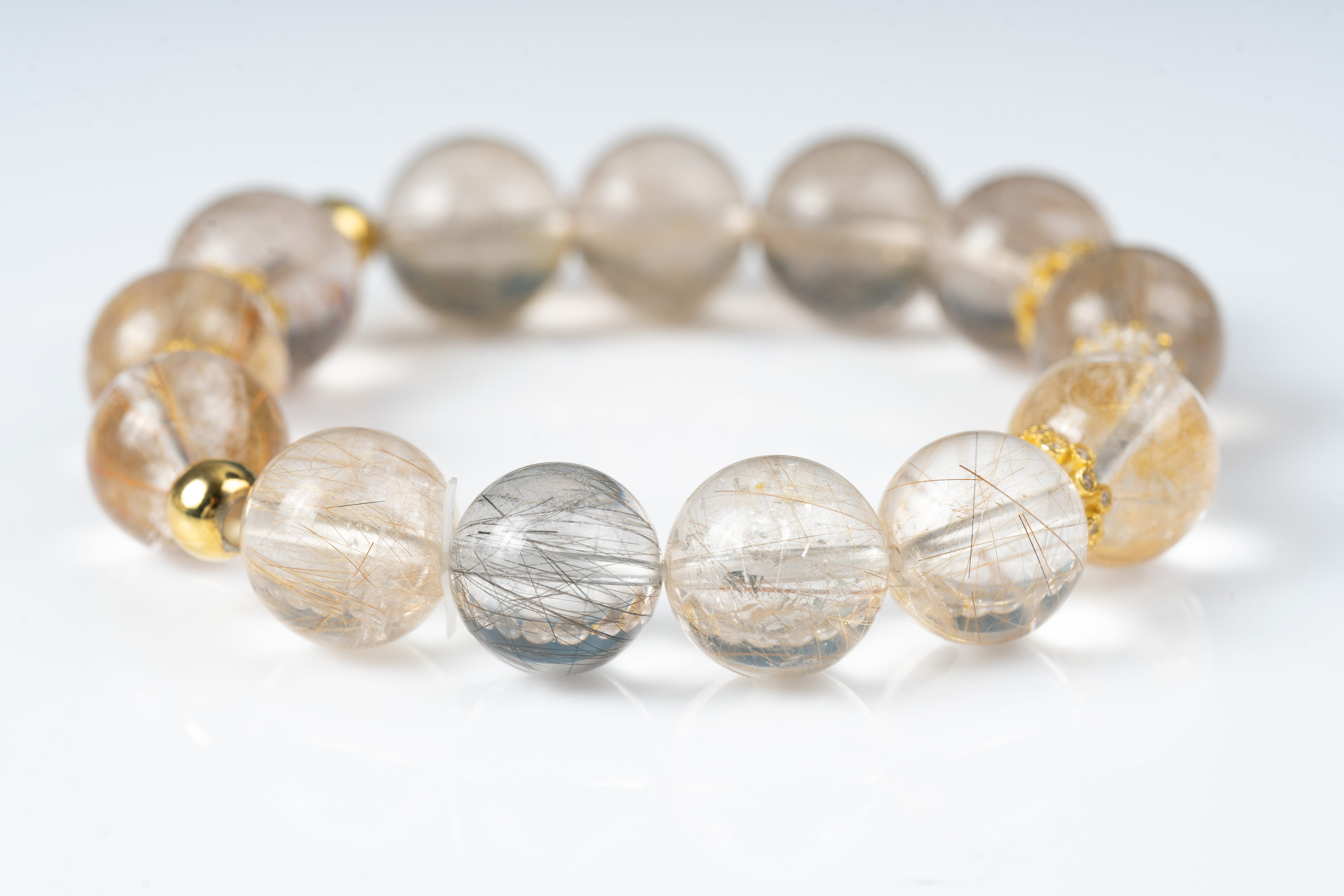 Rutiled quartz sterling silver bracelet