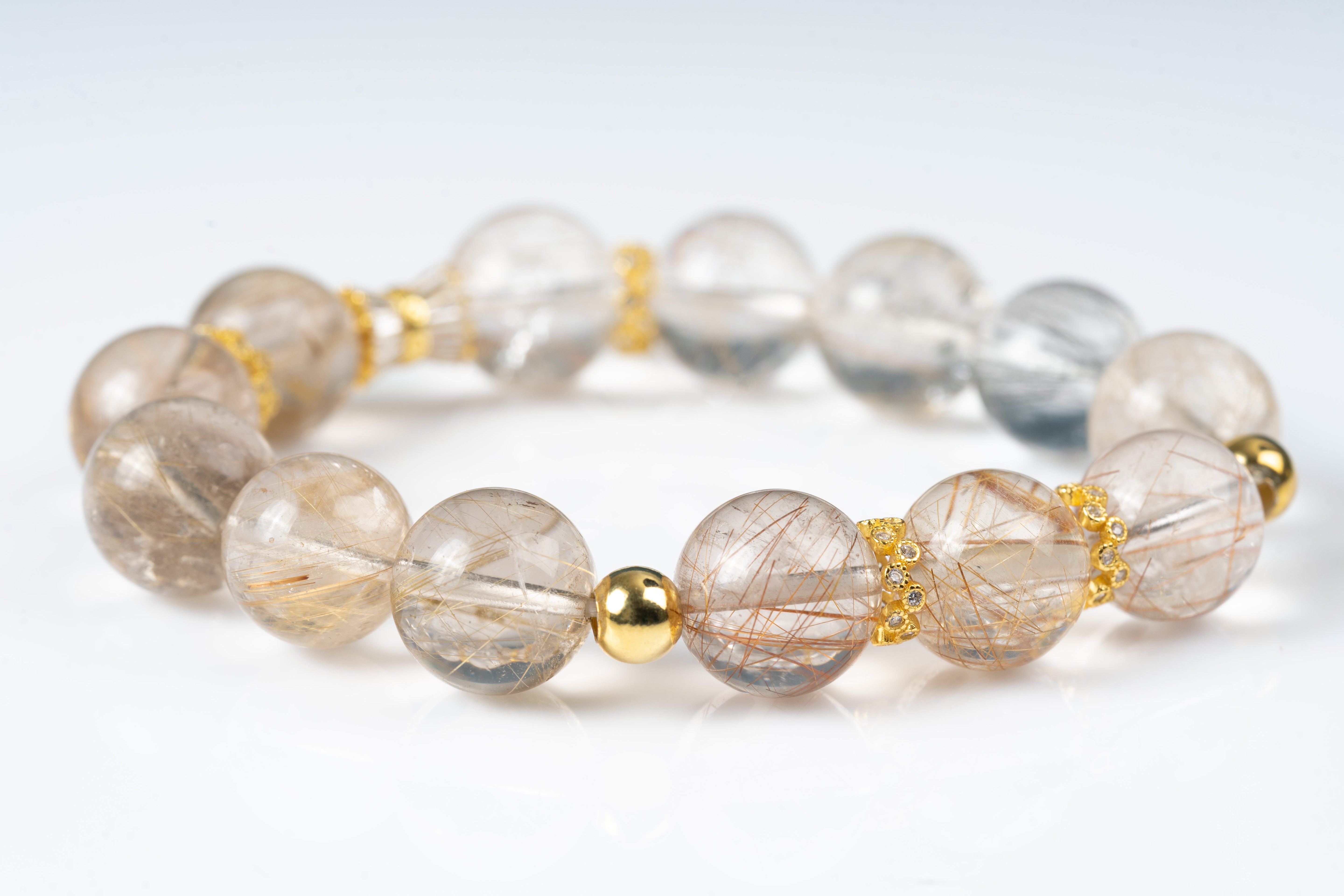 Rutiled quartz sterling silver bracelet