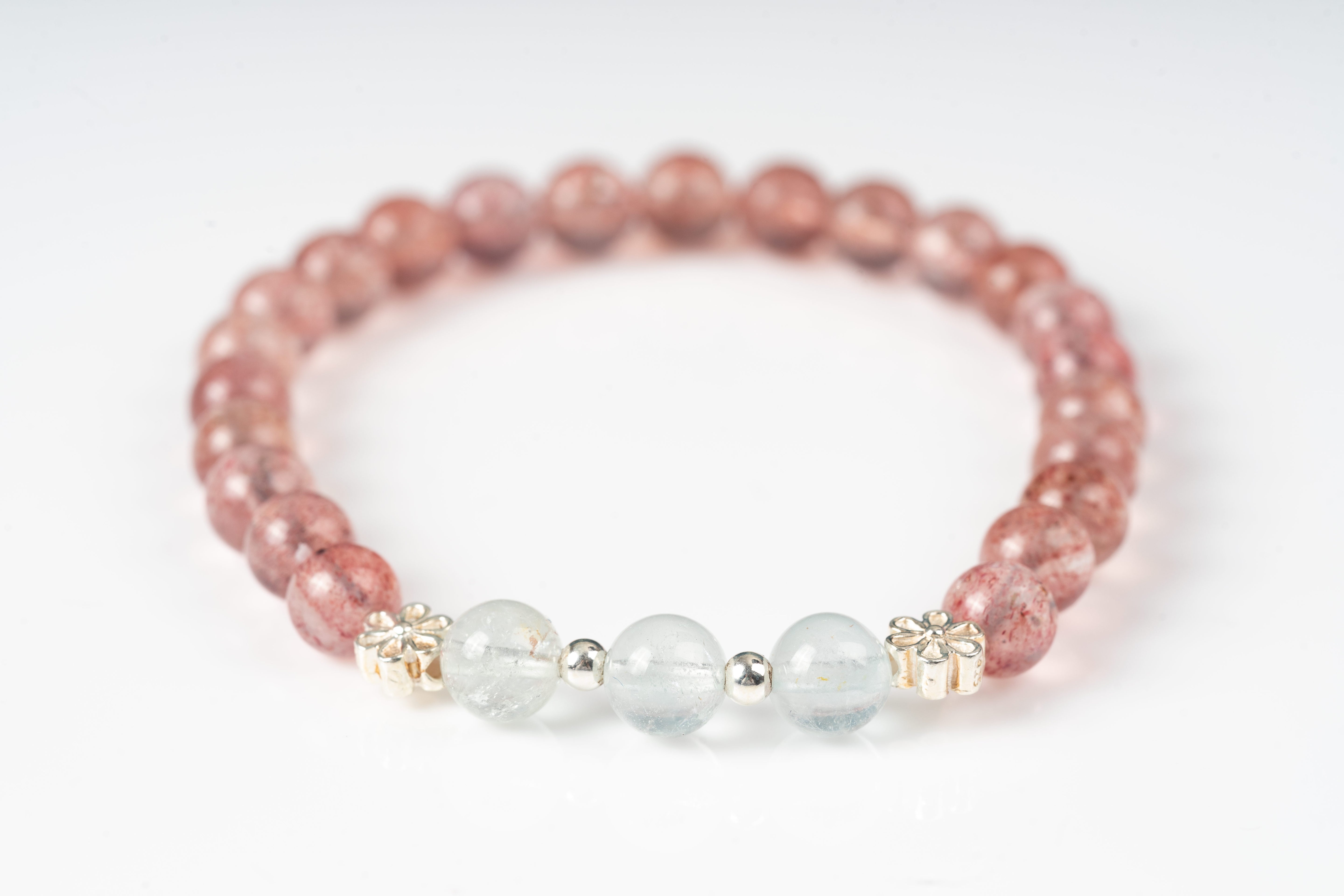 Topaz & strawberry quartz Sterling silver bracelet