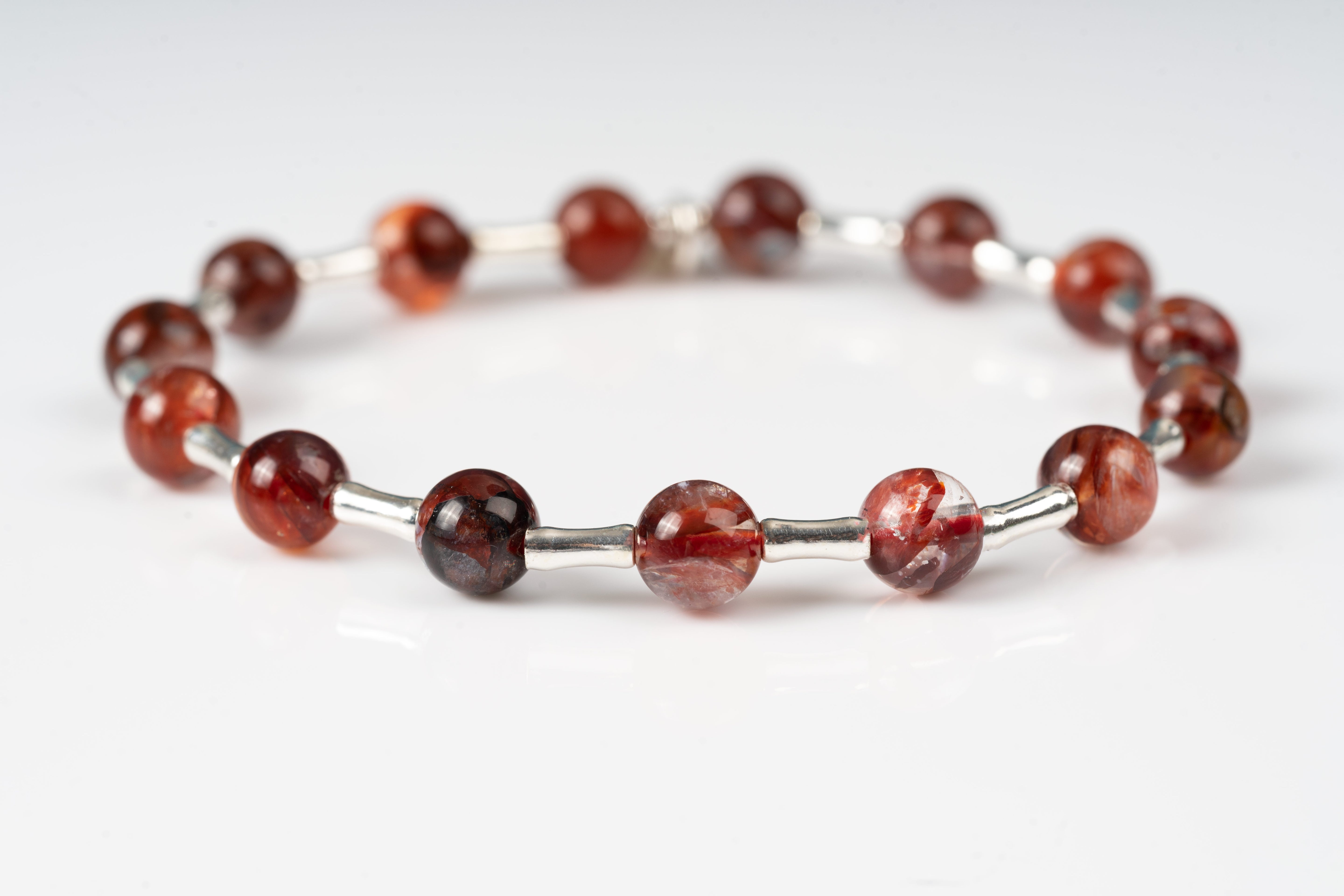 Red hematoid Sterling silver bracelet