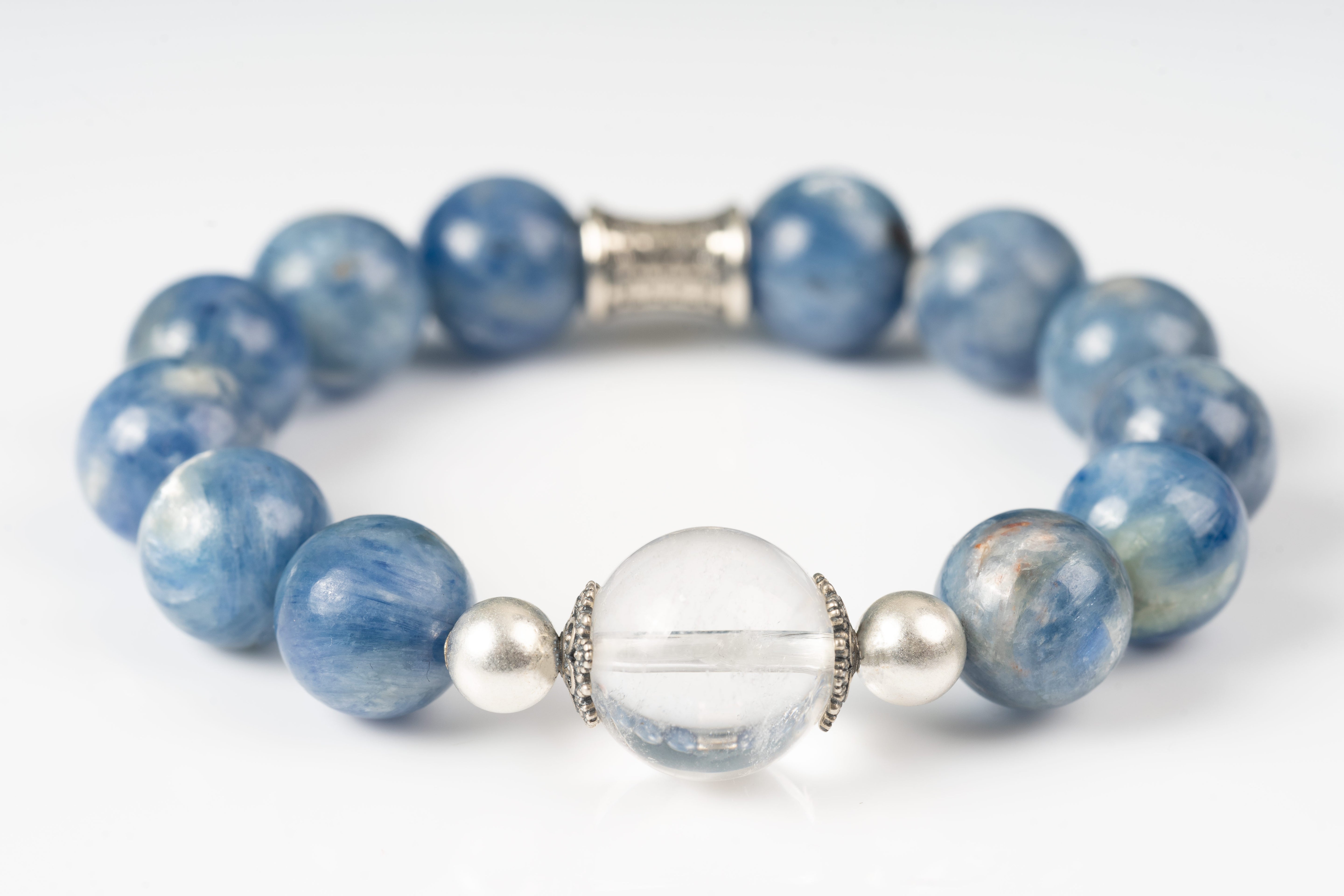 Kyanite & clear quartz Sterling silver bracelet