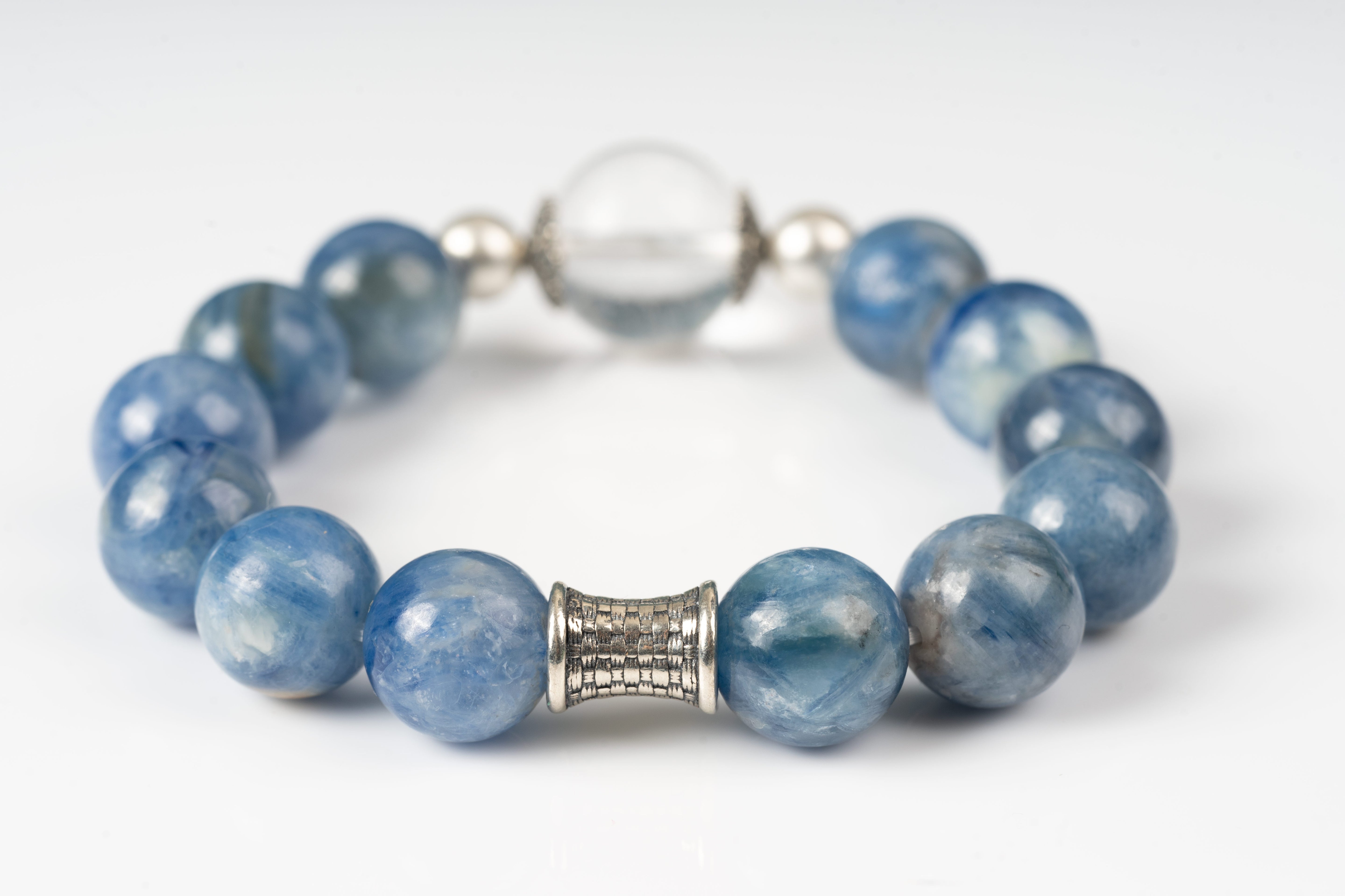 Kyanite & clear quartz Sterling silver bracelet