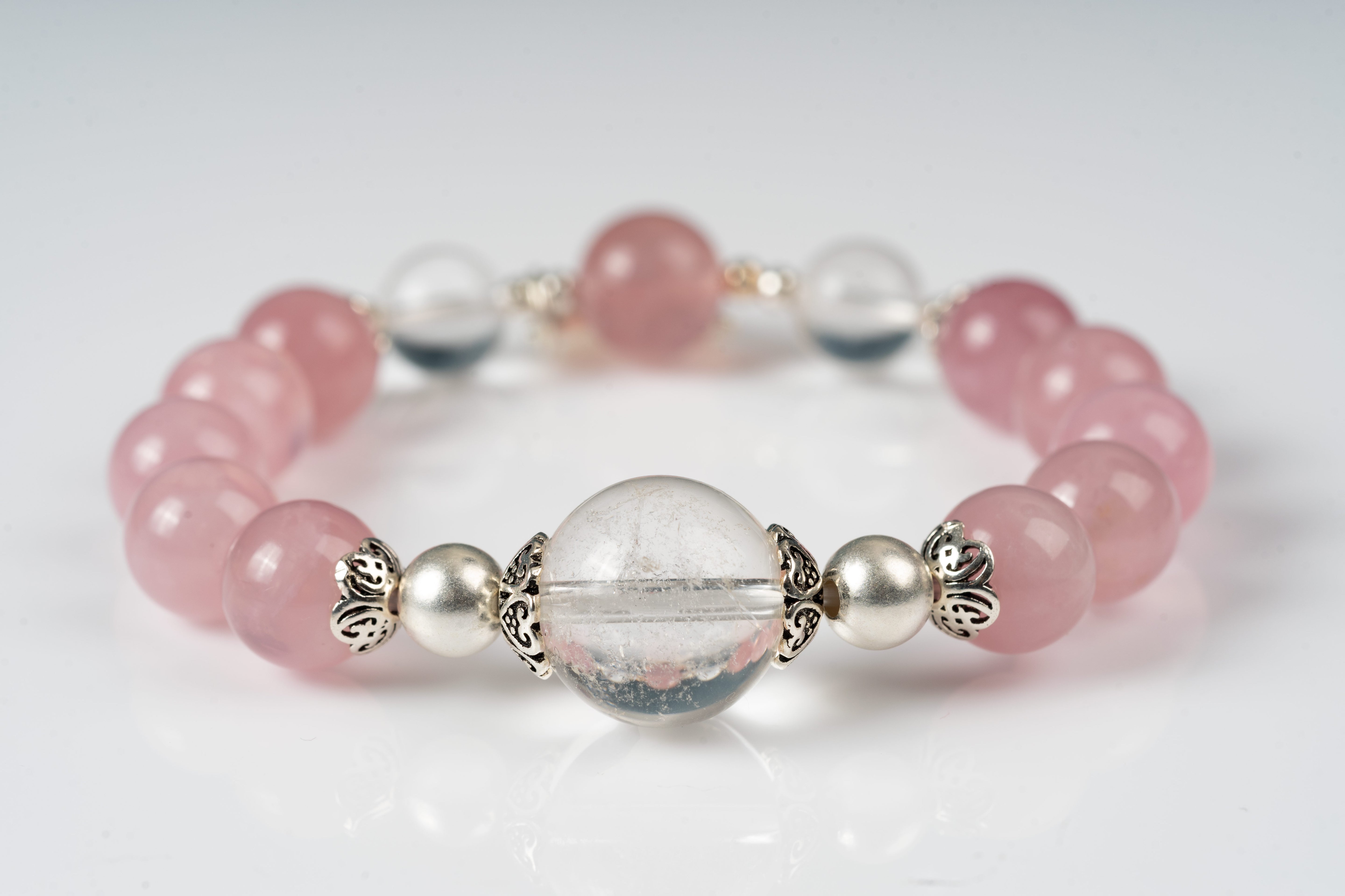 Rose quartz Sterling silver bracelet