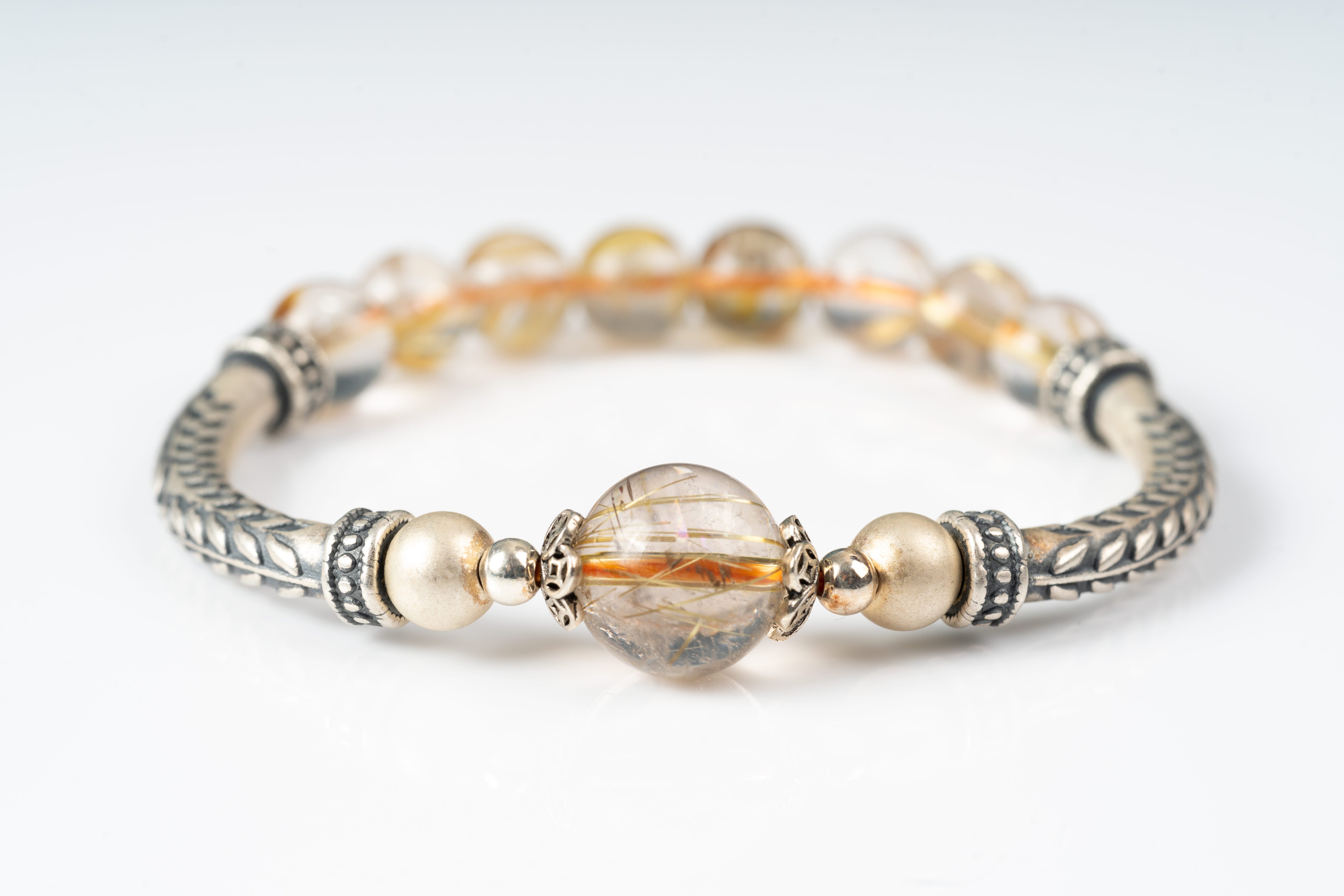 Rutiled quartz  Sterling silver bracelet