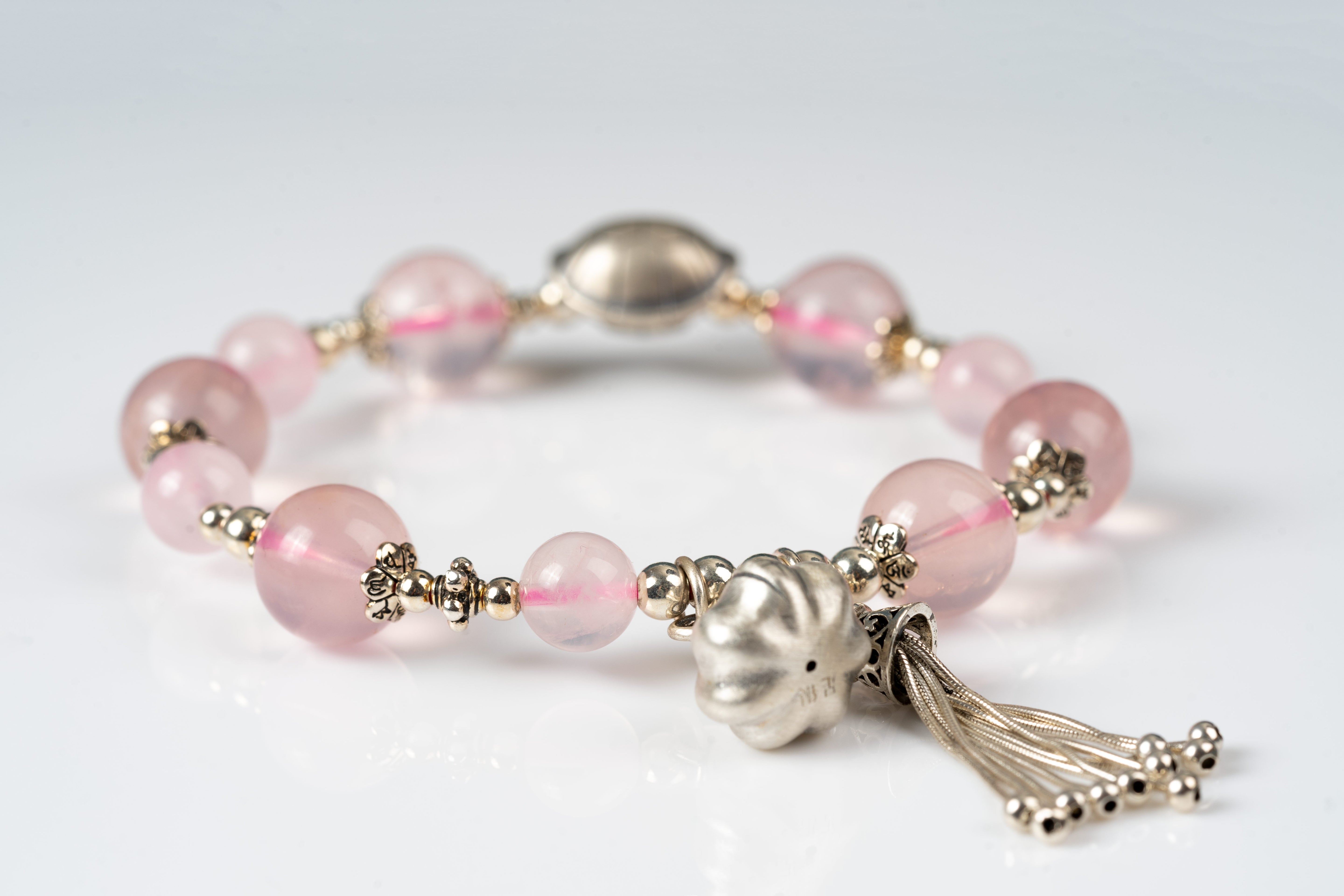 Rose quartz Sterling silver bracelet