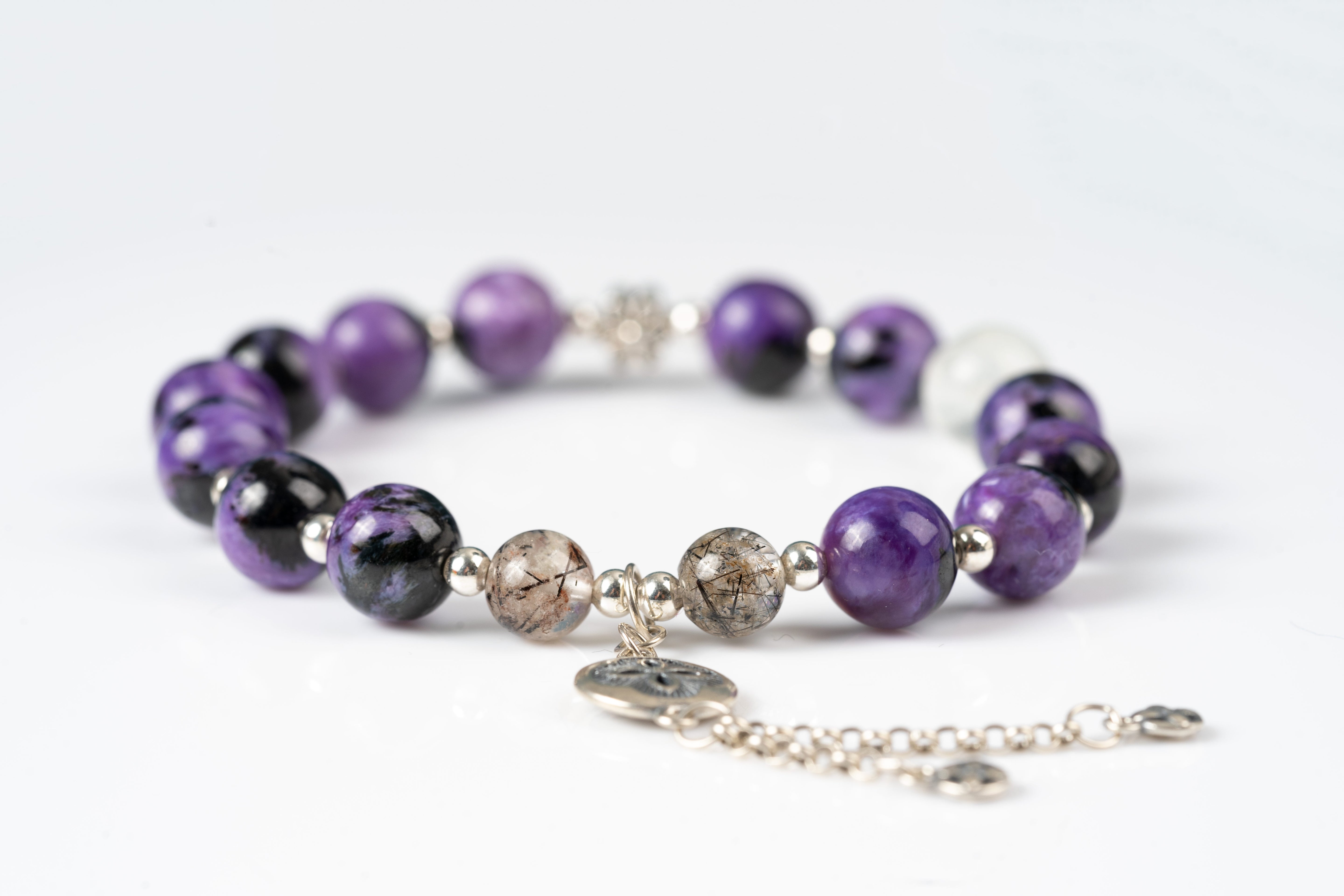 Charoite sterling silver bracelet