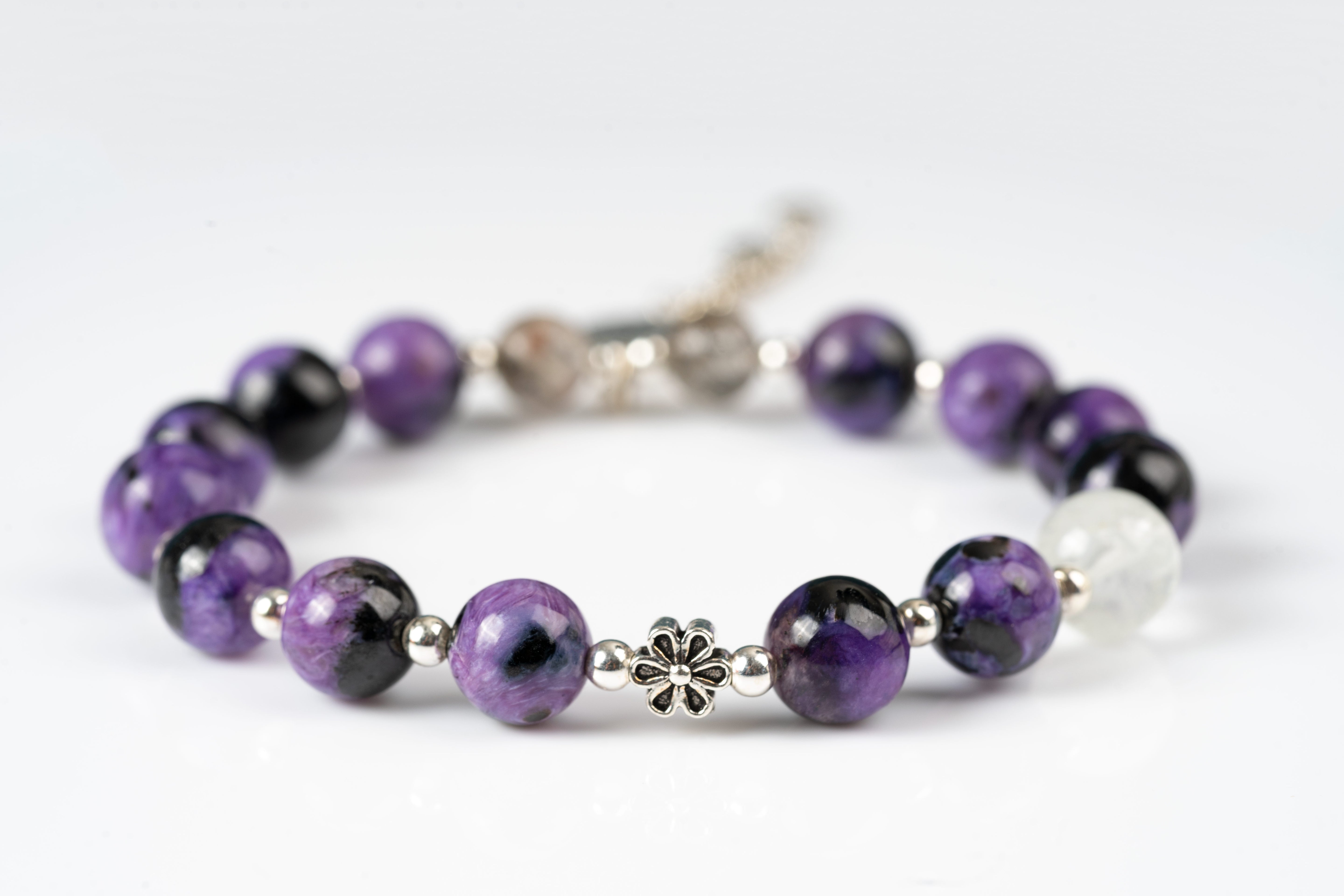 Charoite sterling silver bracelet