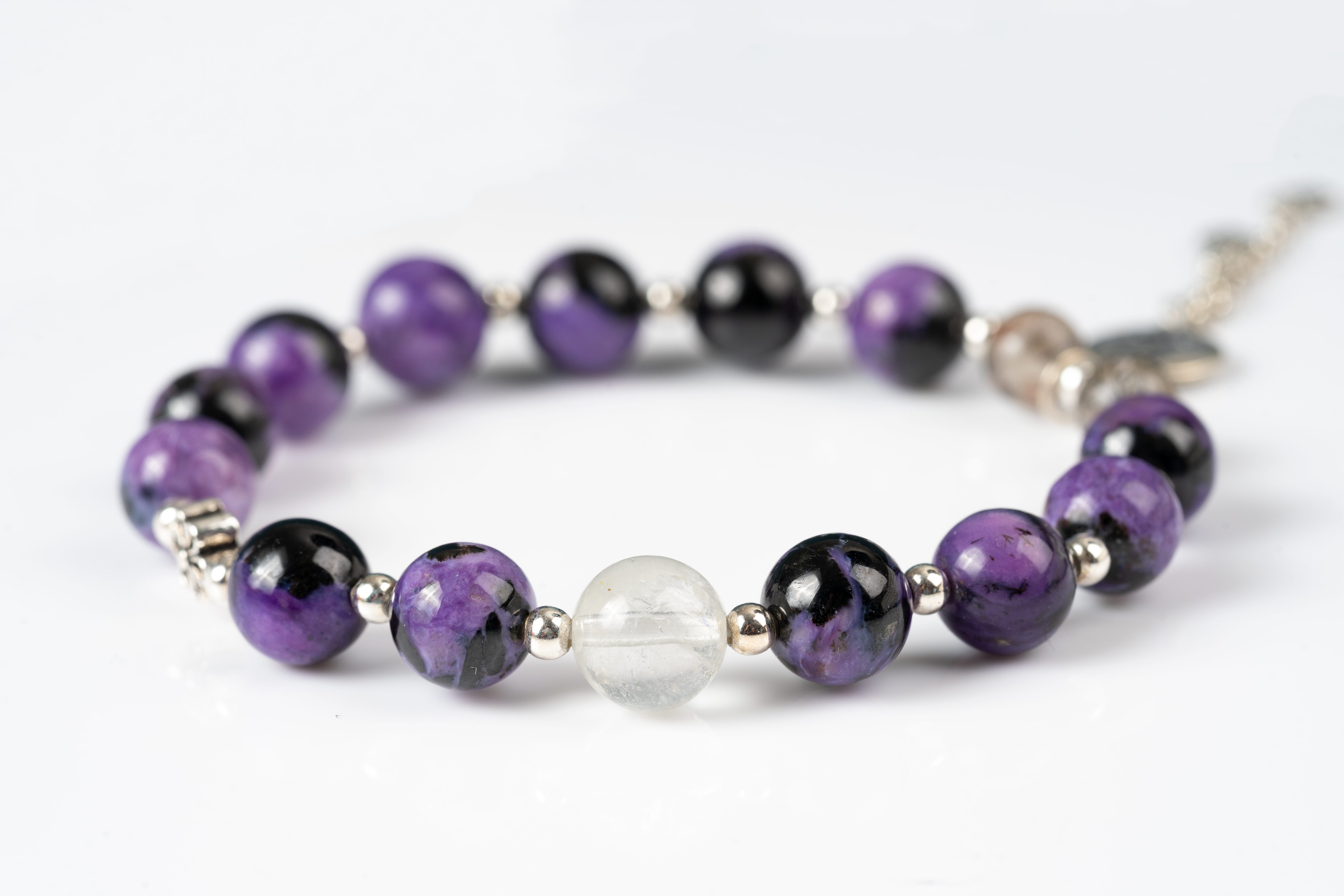 Charoite sterling silver bracelet