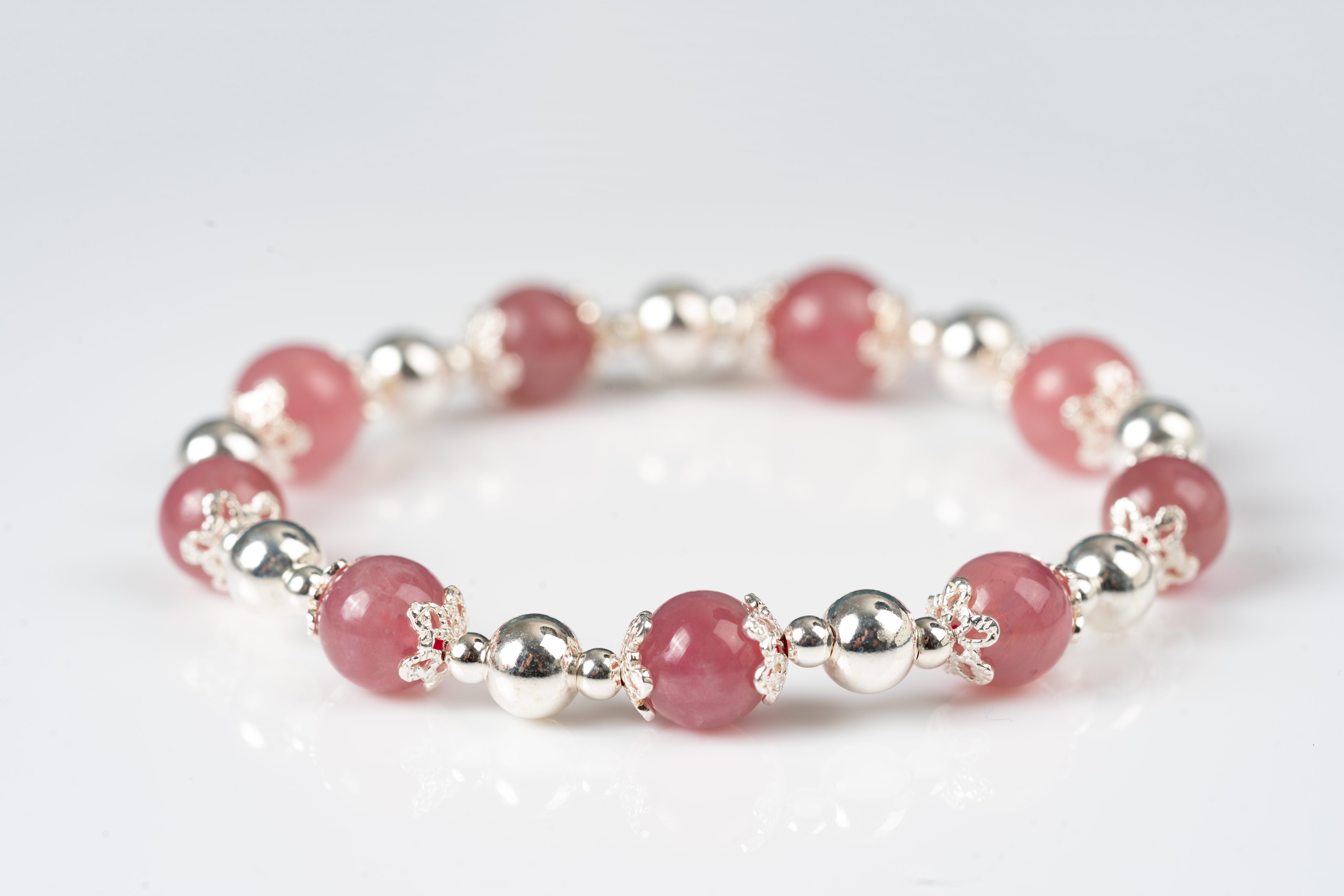 Rose quartz Sterling silver bracelet