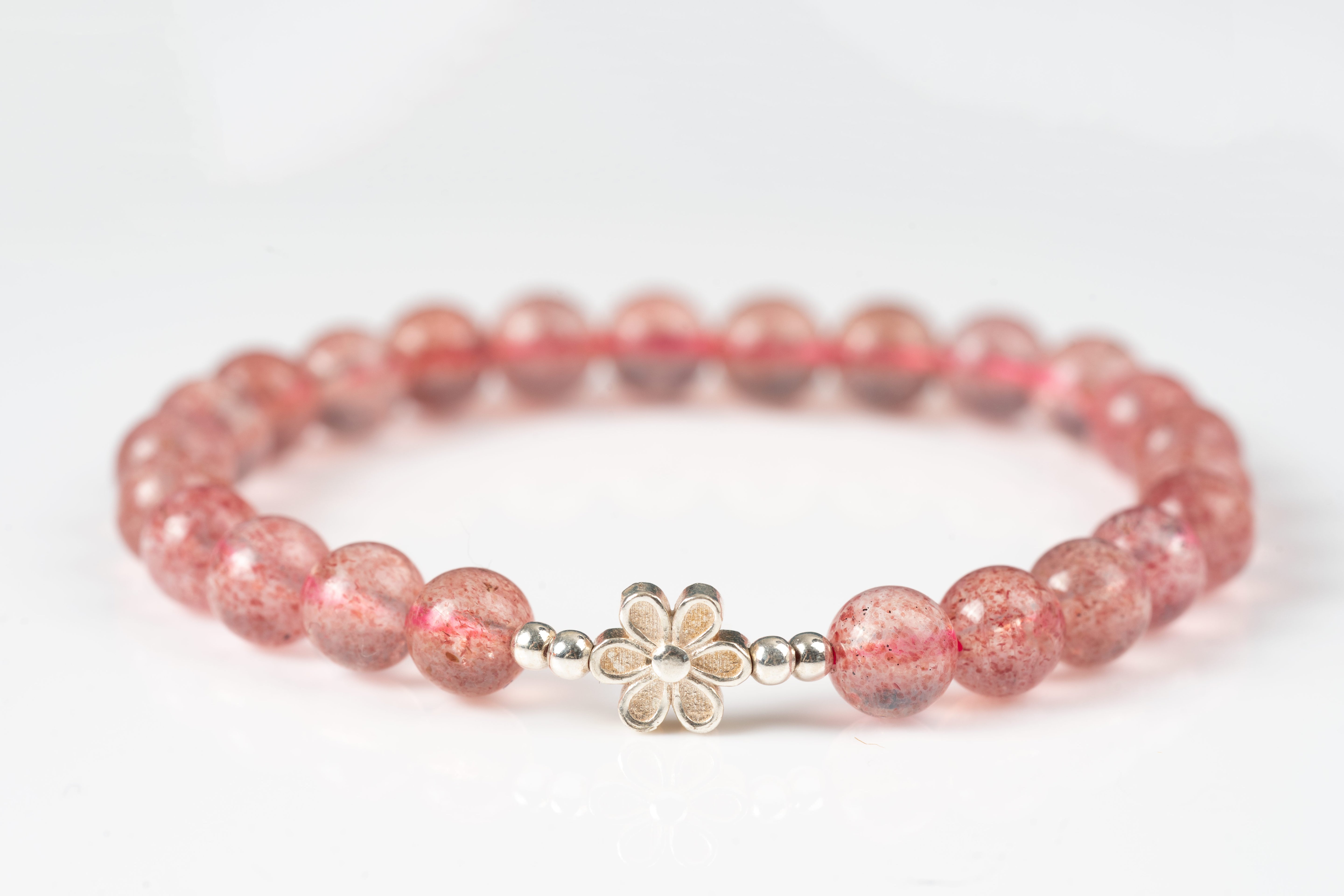 Strawberry quartz Sterling silver bracelet