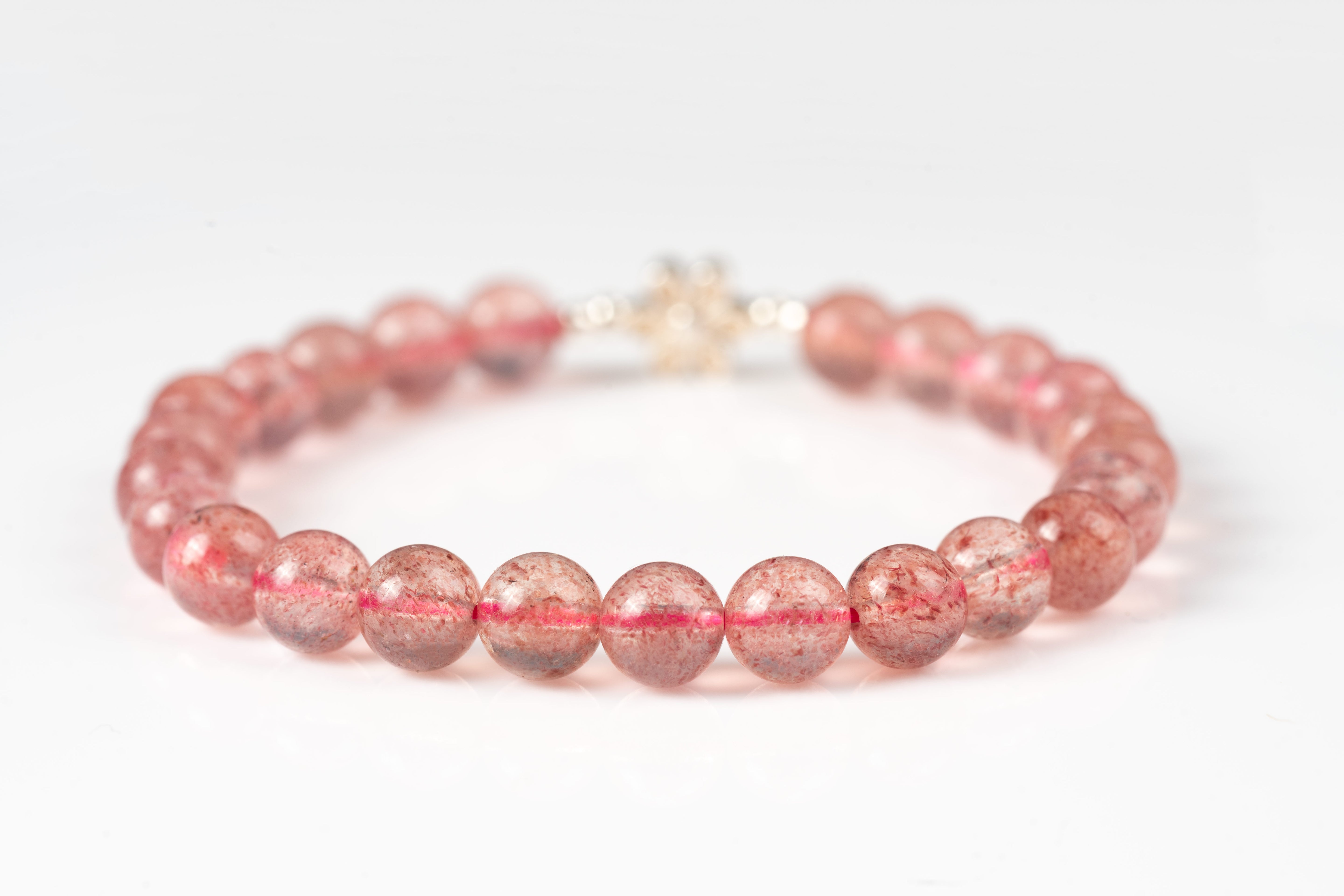 Strawberry quartz Sterling silver bracelet