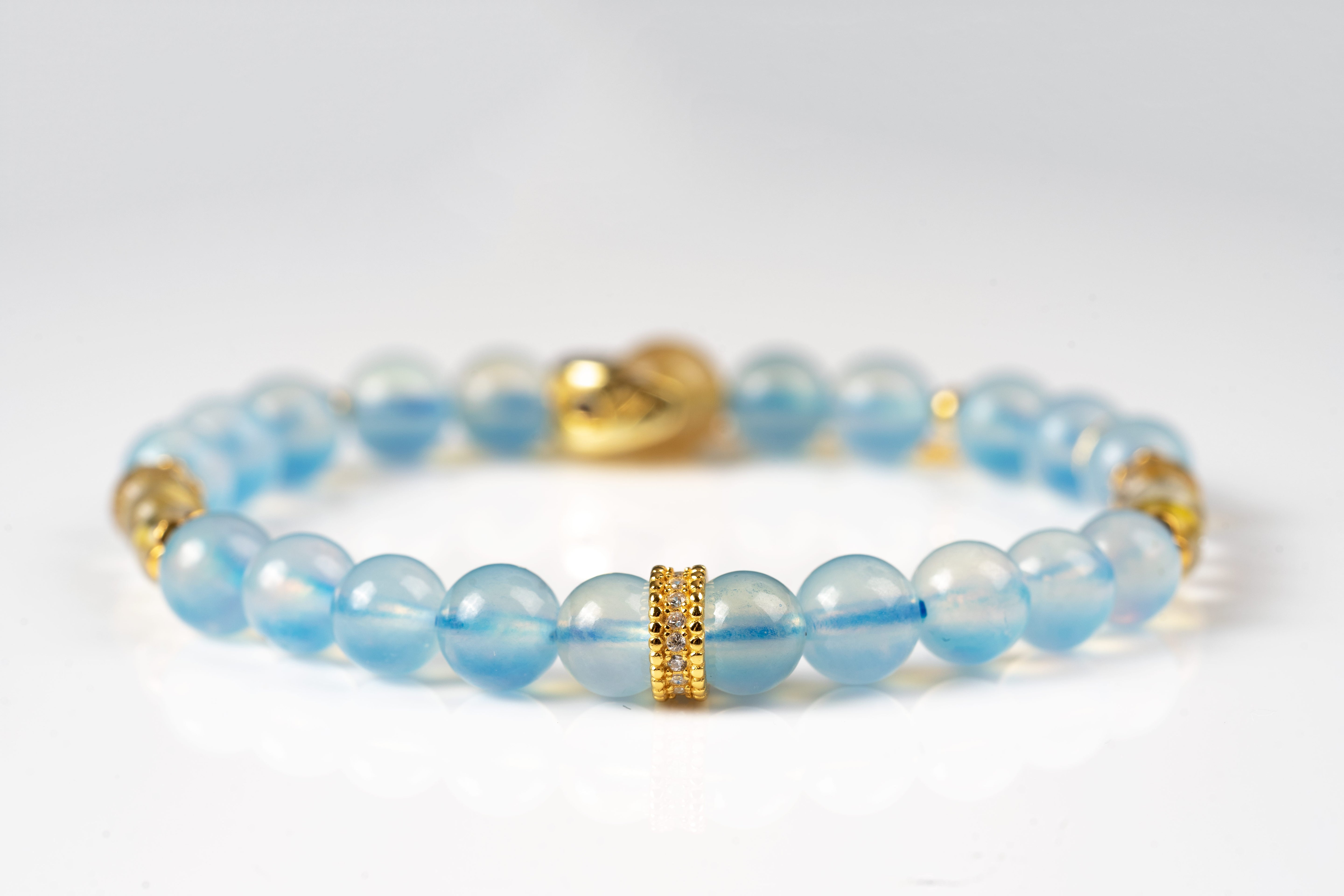 aquamarine &rutile Sterling silver bracelet