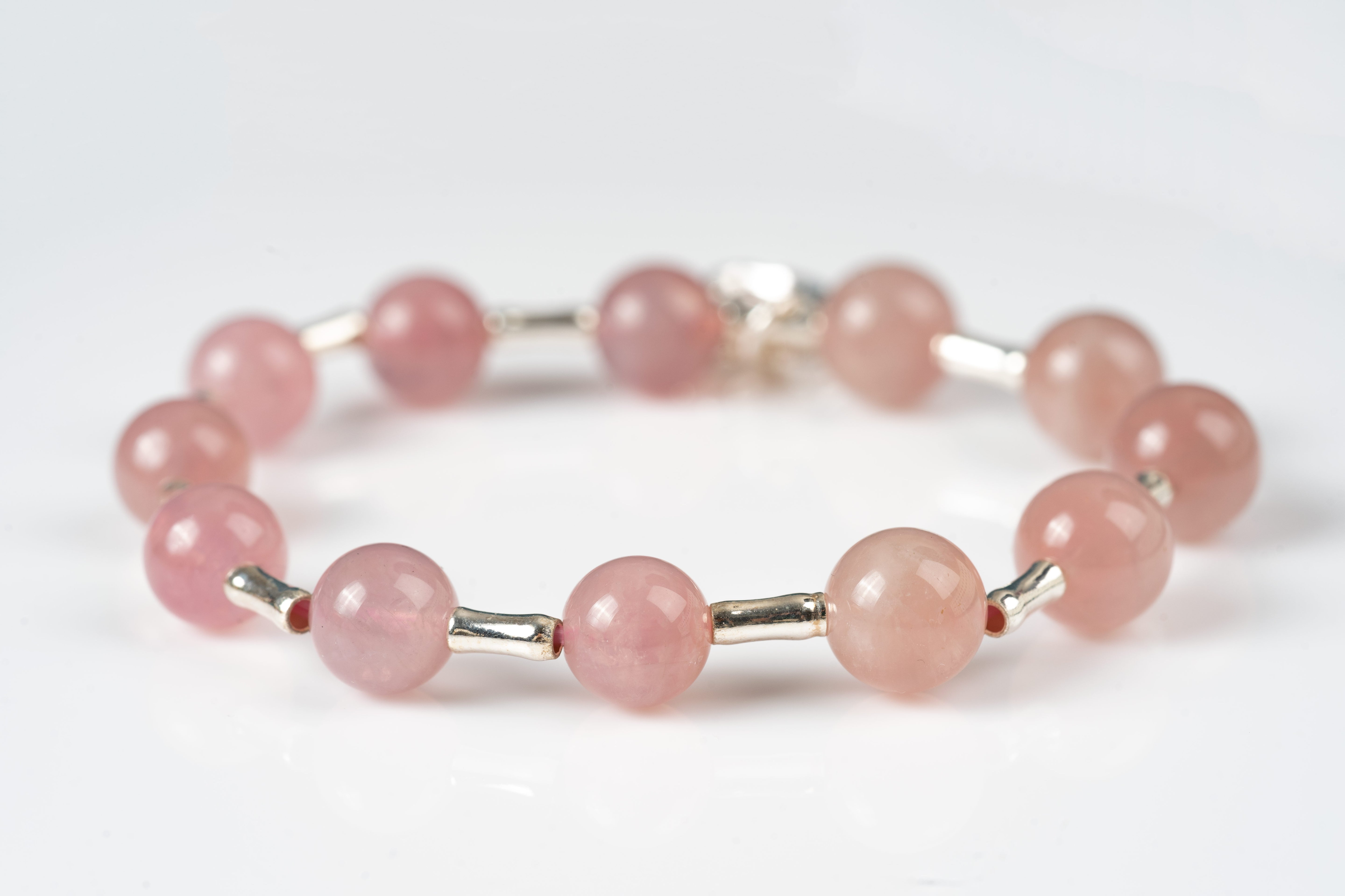 Rose quartz sterling silver bracelet