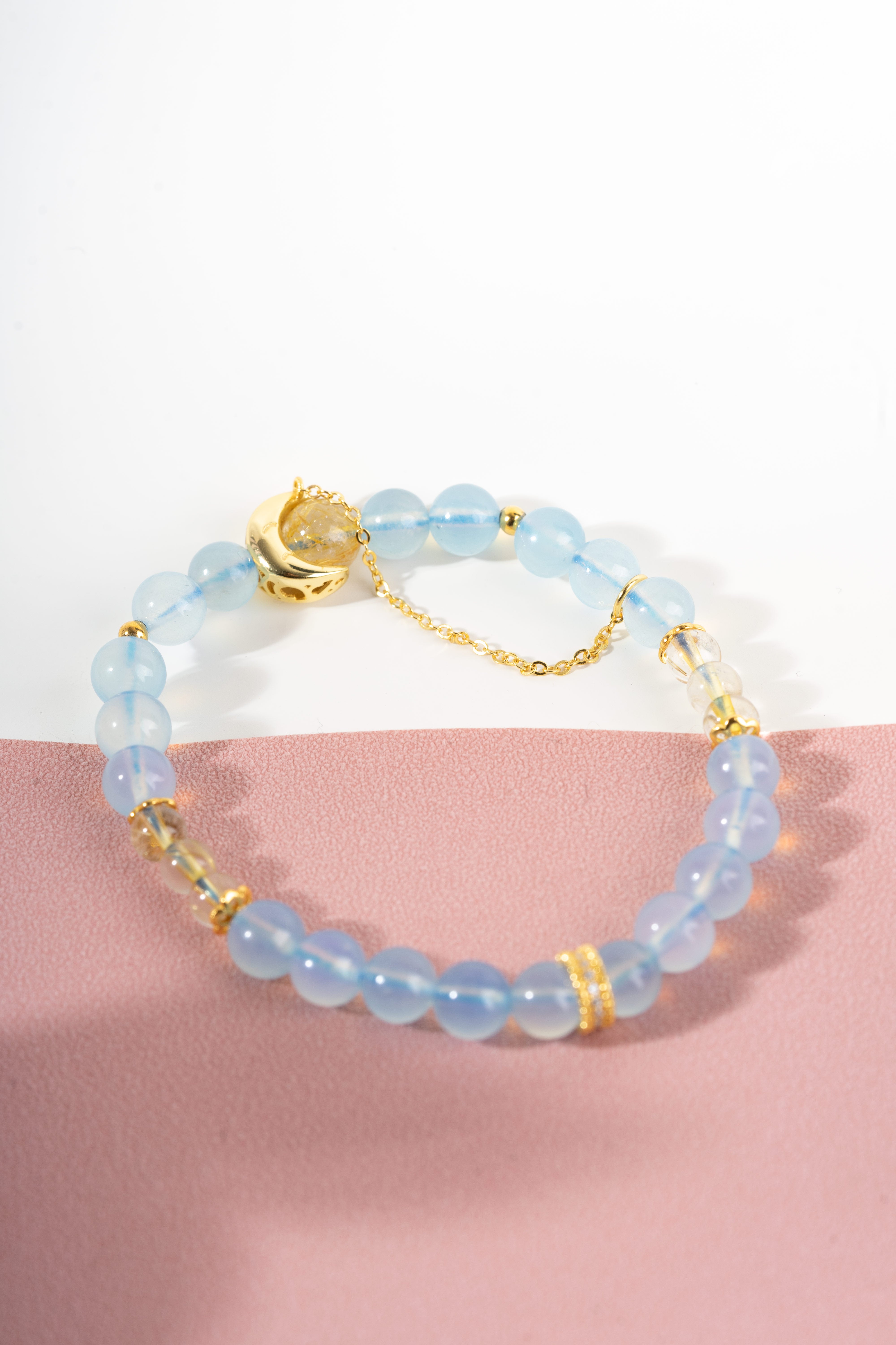 aquamarine &rutile Sterling silver bracelet