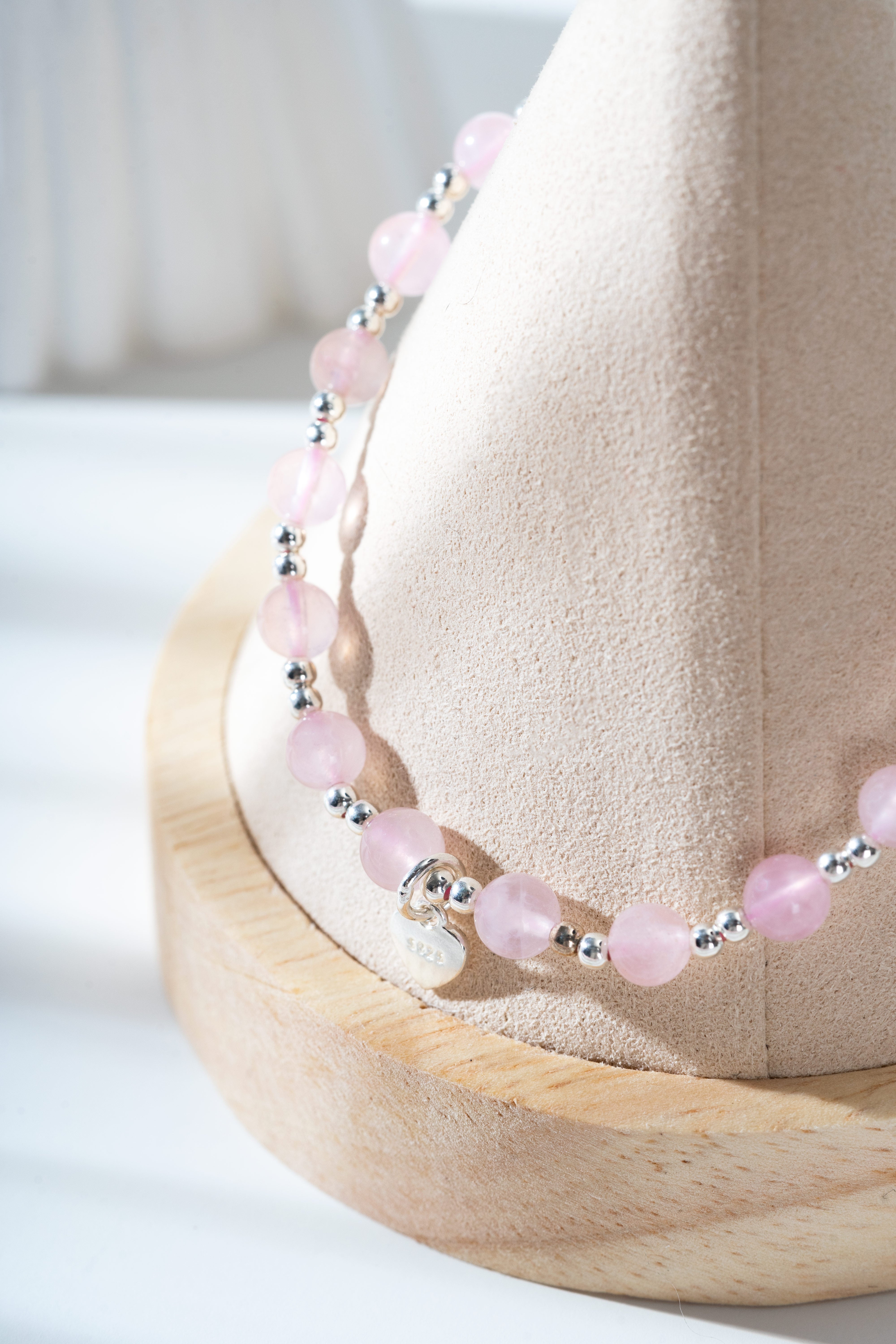 Rose quartz Sterling silver bracelet