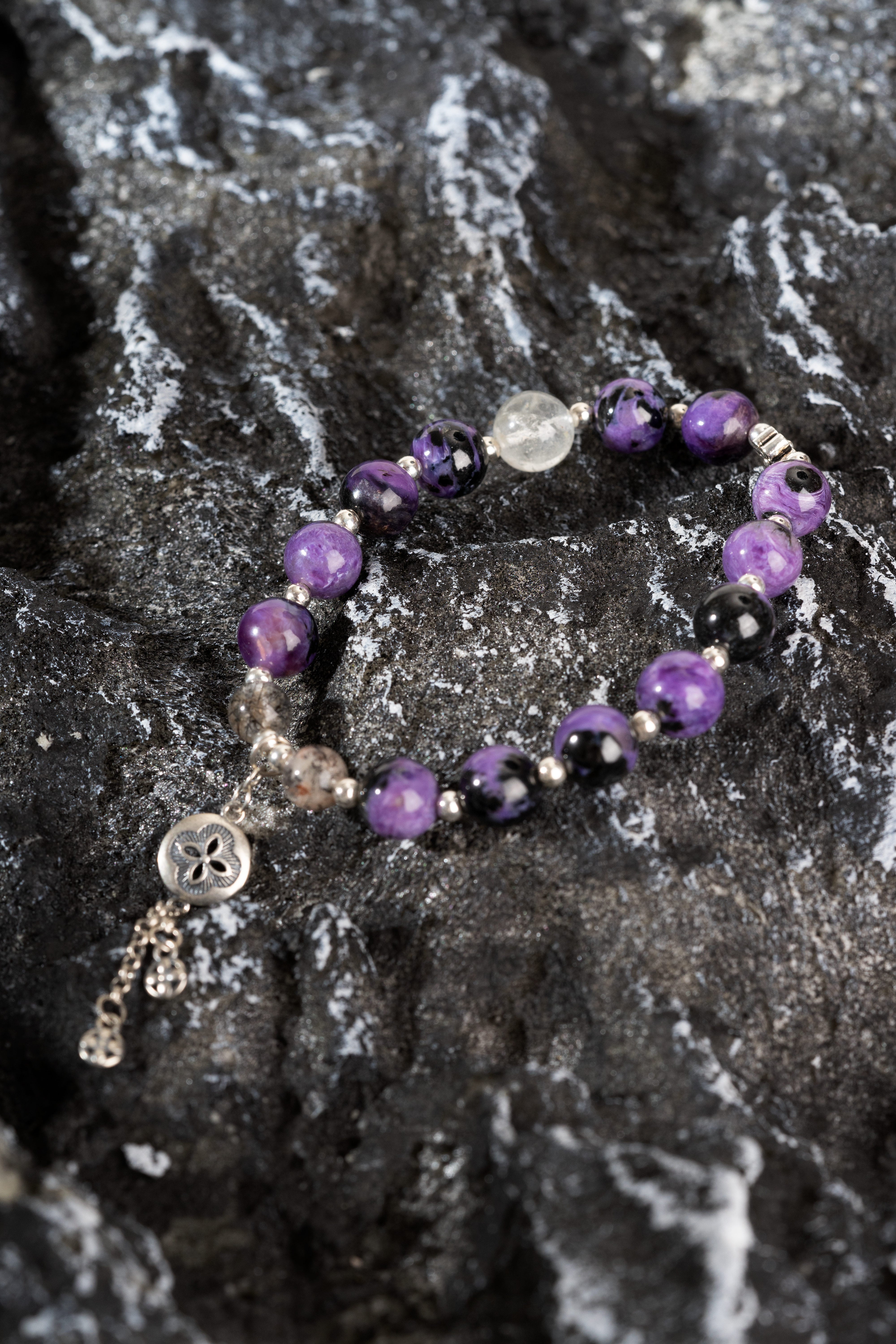 Charoite sterling silver bracelet