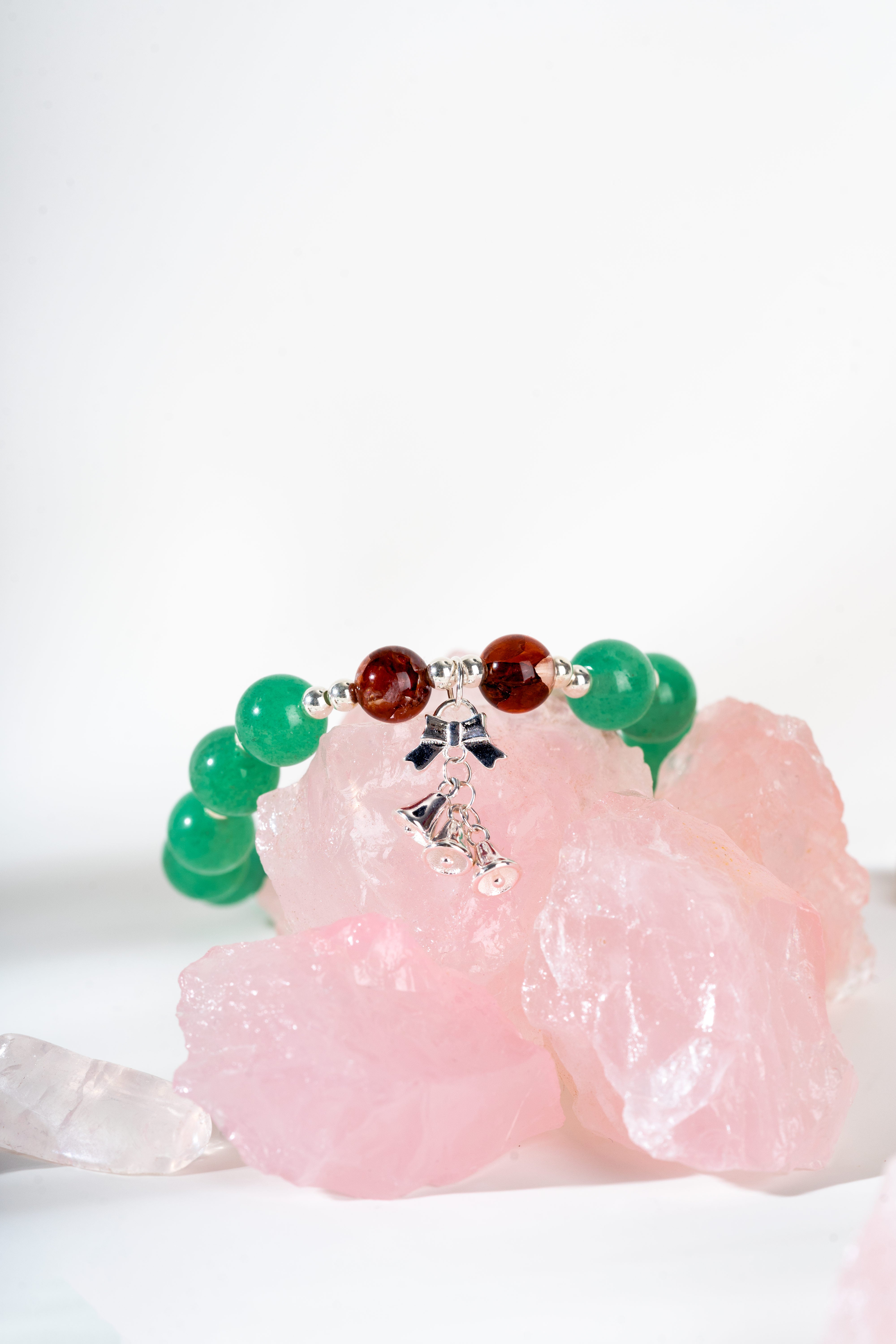 Red hematoid & jade  Sterling silver bracelet