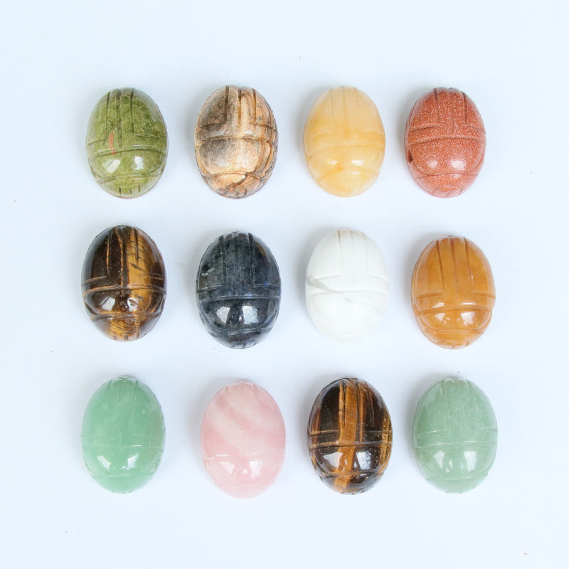 Natural crystal stone ladybug carving