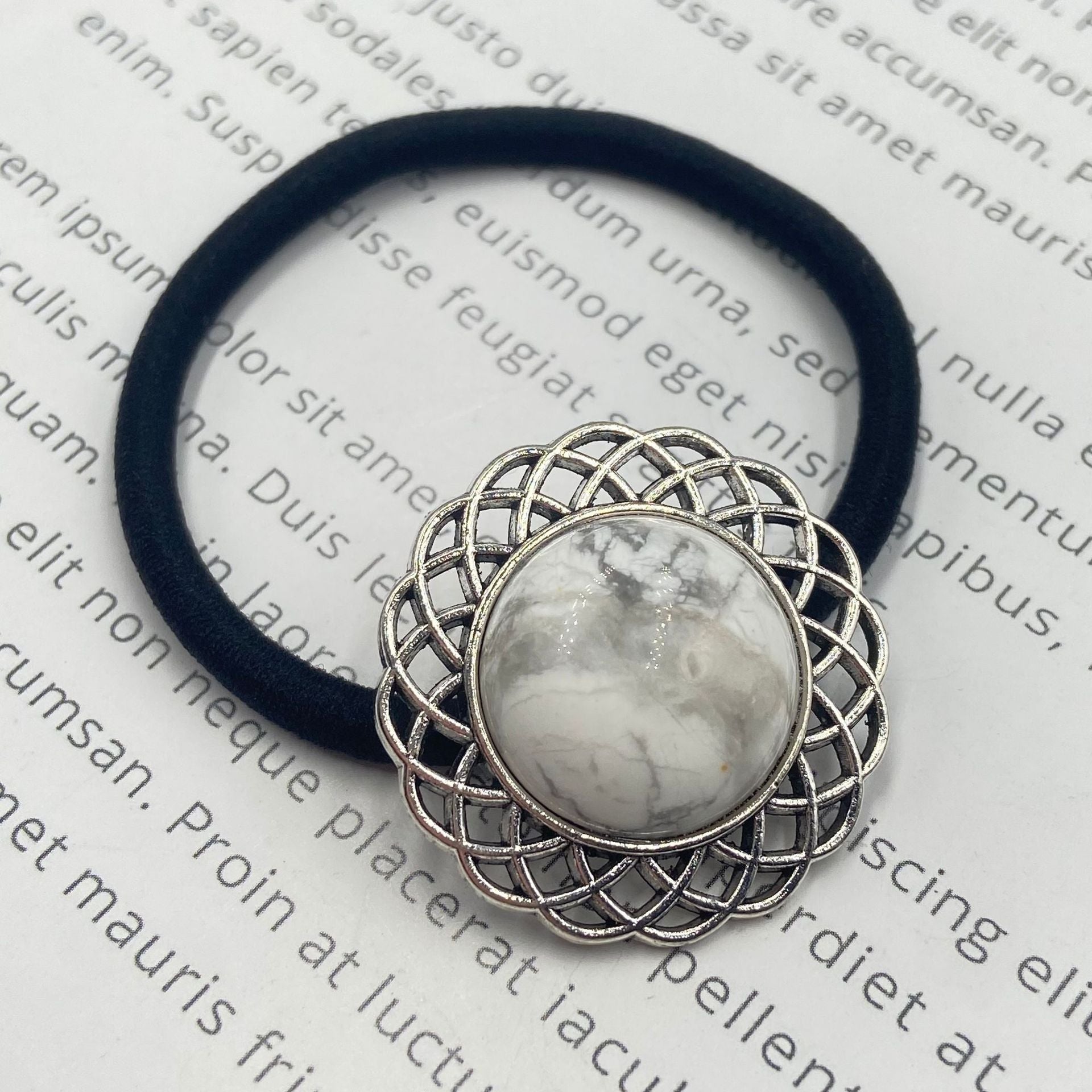 rock crystal jade  stone eternal flower hair rope hair ring