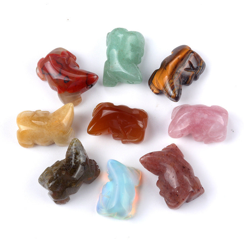 Natural crystal stone carved small animals