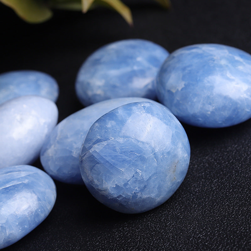 Natural Celestite Palm, Blue calcite