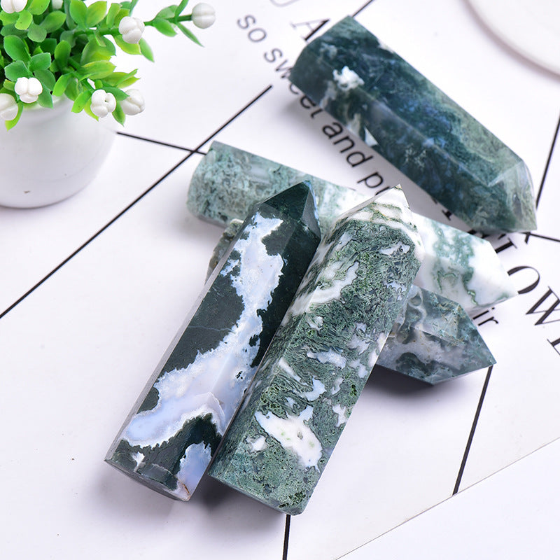 Natural Moss Agate Tower