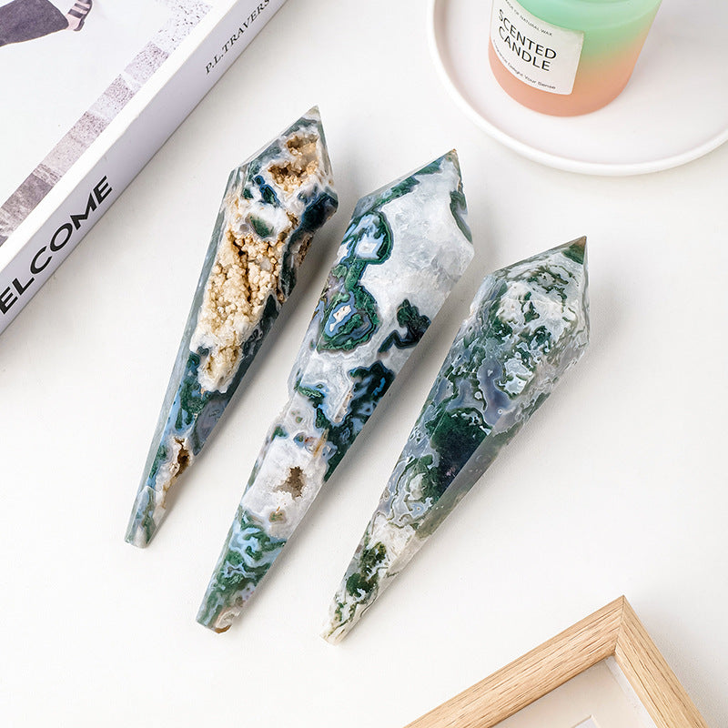 Natural crystal aquatic plant agate pendulum column