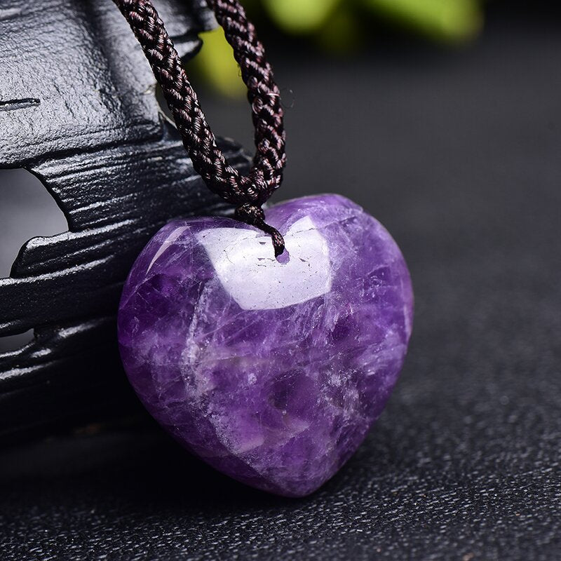 Natural Amethyst Heart Necklace