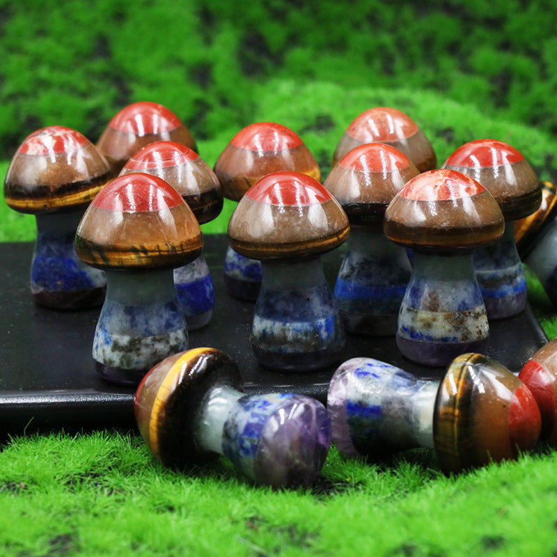 seven chakra  crystal stone large mushroom-shaped jade